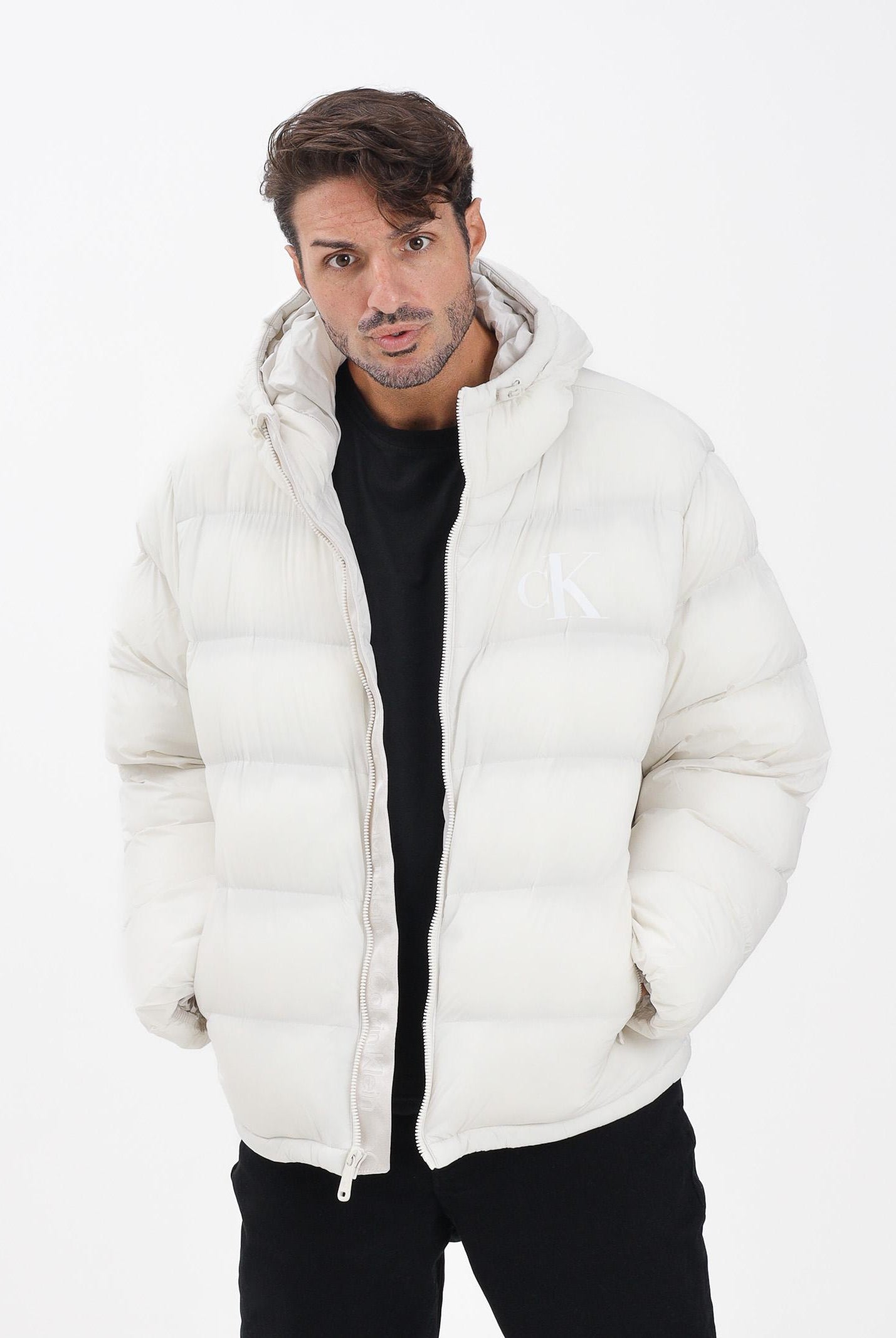 CALVIN KLEIN JEANS Piumino bianco da uomo con logo LV04RD528G67U  CALVIN KLEIN JEANS