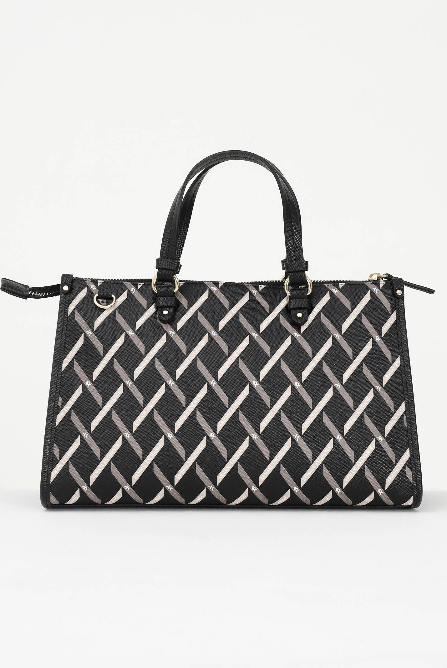 ARMANI EXCHANGE Borsa a mano nera da donna con motivo geometrico e charm con logo XW000400AF17155 MC043 ARMANI EXCHANGE