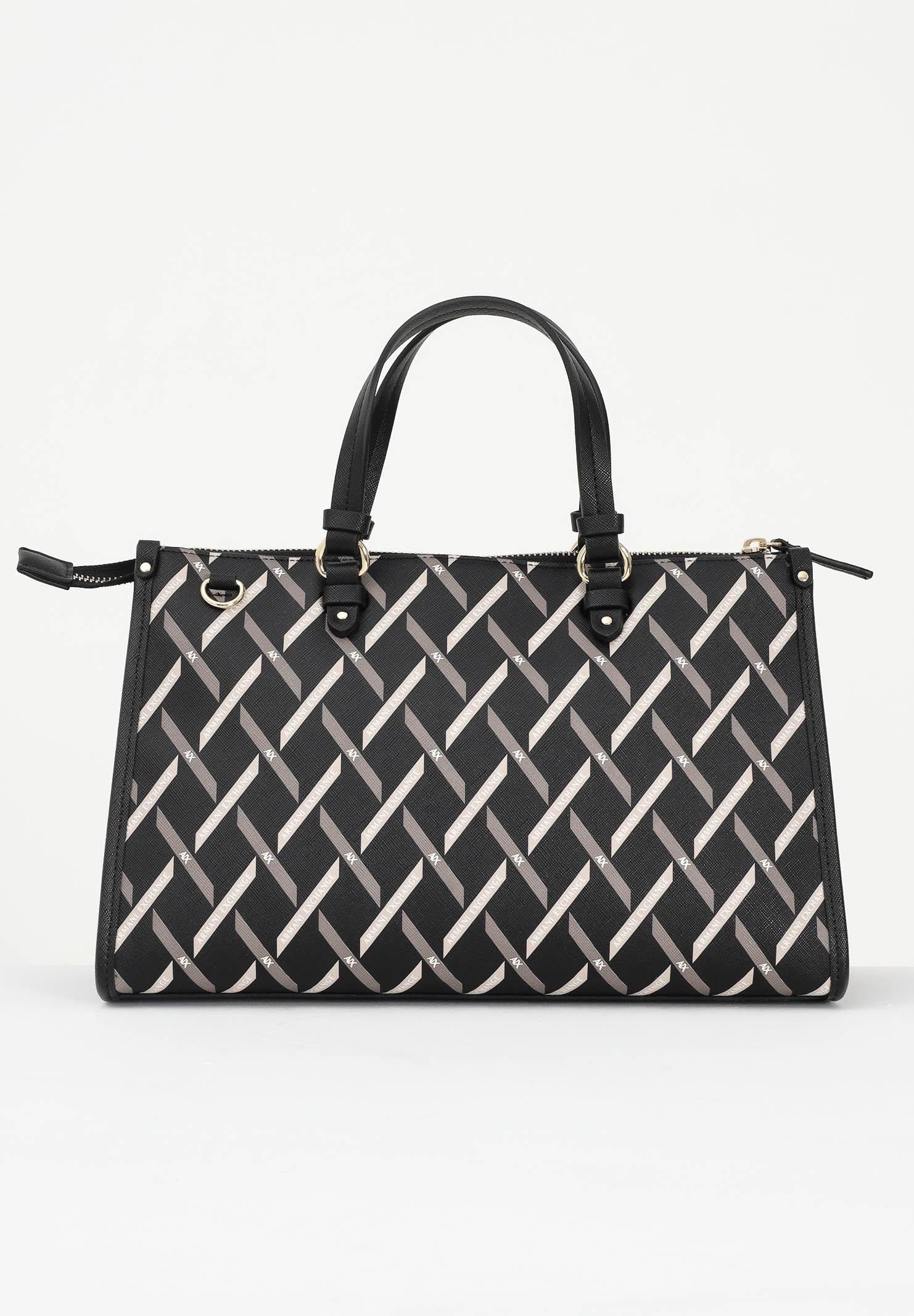 ARMANI EXCHANGE Borsa a mano nera da donna con motivo geometrico e charm con logo XW000400AF17155 MC043 ARMANI EXCHANGE