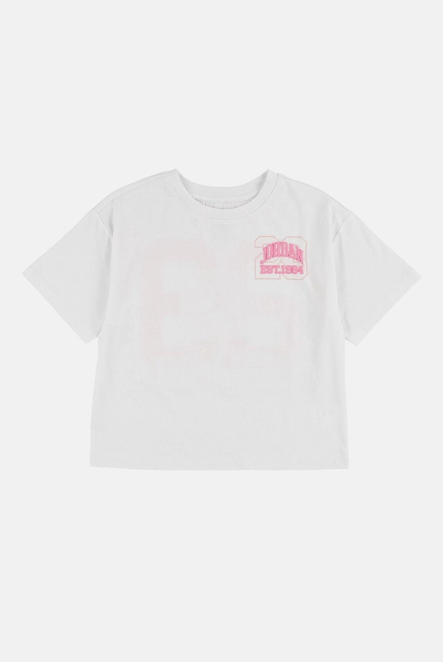JORDAN T-shirt a manica corta bianca da bambina con maxi stampa grafica 45F900 001 JORDAN