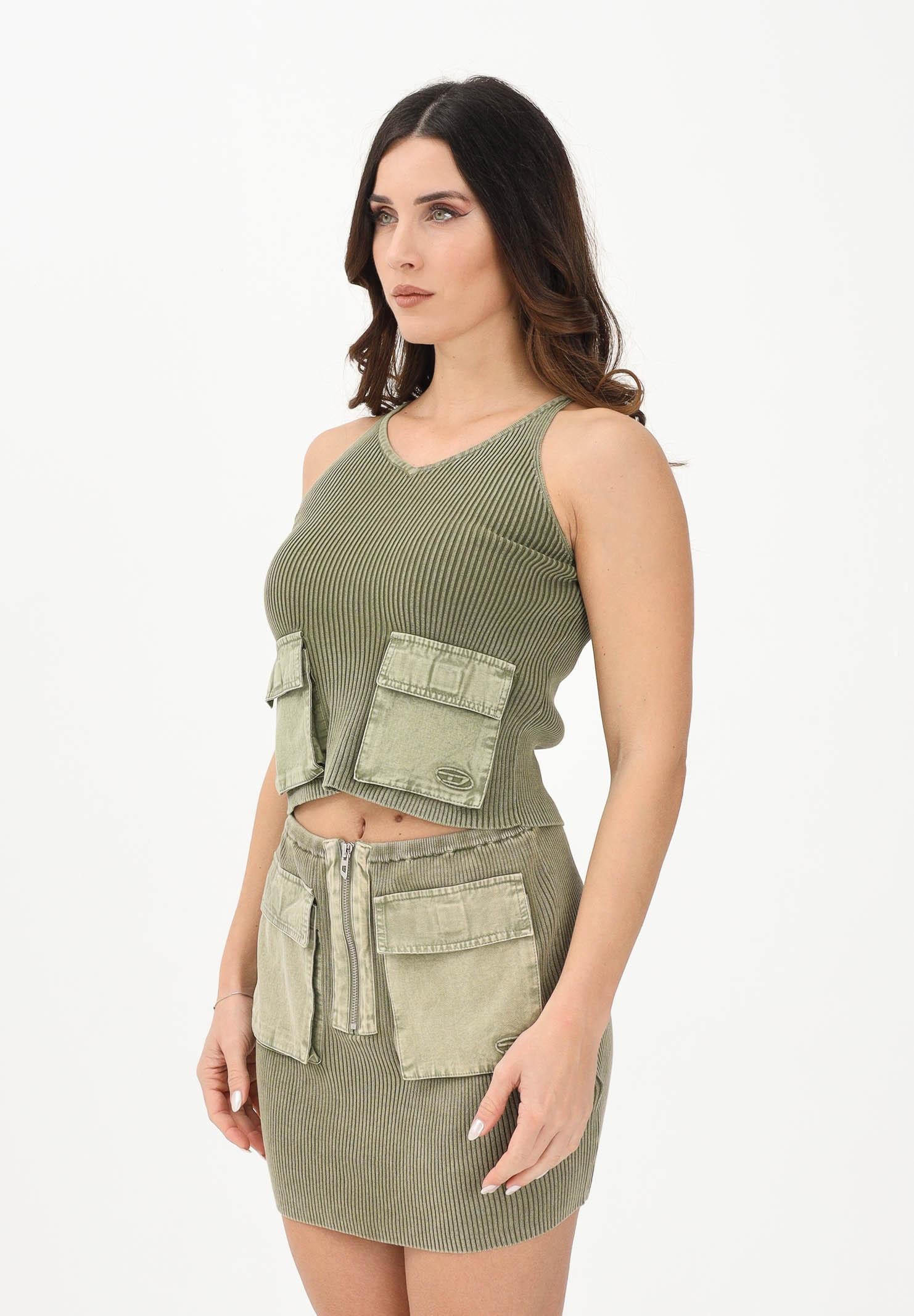 DIESEL Canotta verde militare per donna, ragazze e bambine con tasche J02652KYA0D K511 DIESEL