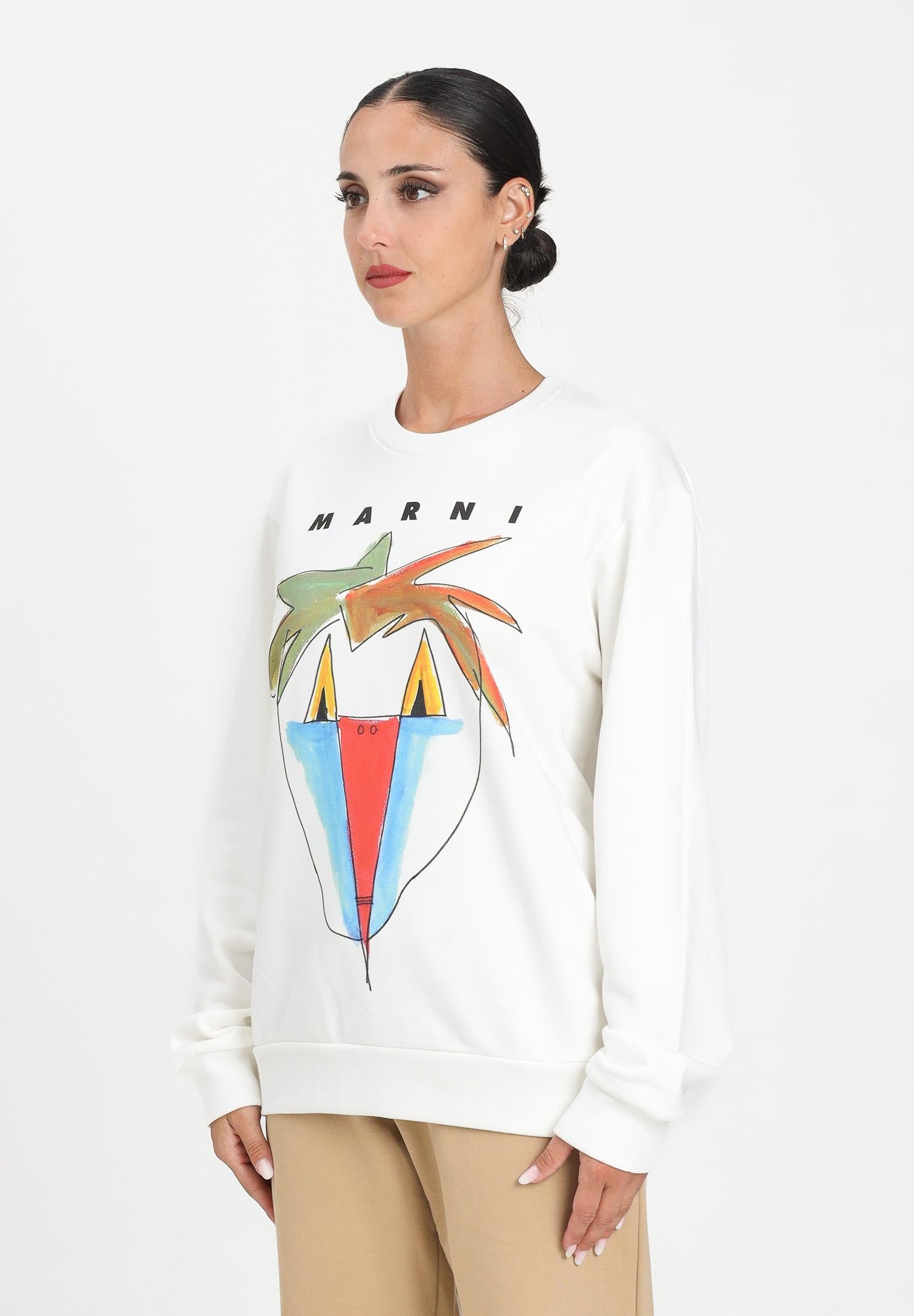 MARNI Felpa girocollo bianca per donna, ragazzi e bambini con grafica Jungle M01573M00V0 0M114 MARNI