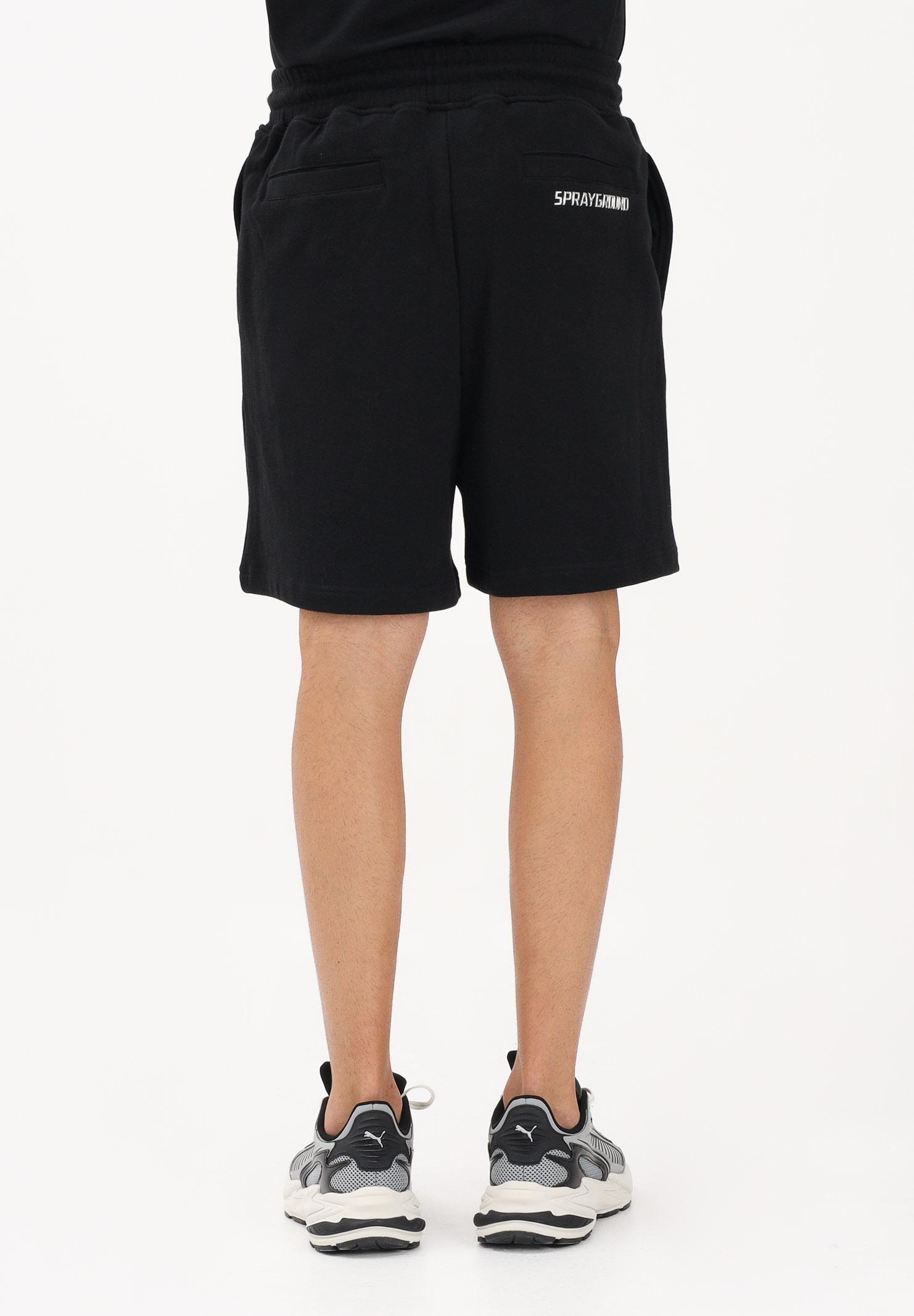 SPRAYGROUND Shorts sportivo nero da uomo con logo Shark SP898EBLK . SPRAYGROUND