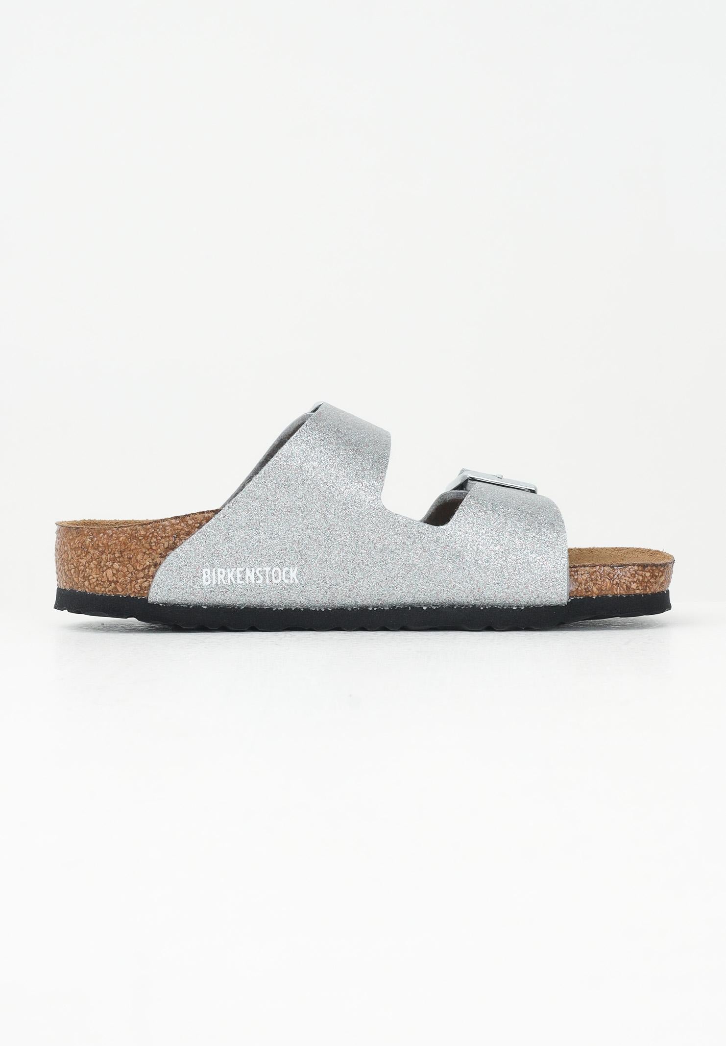 BIRKENSTOCK Ciabatte Arizona argento da bambina con glitter 1029468 . BIRKENSTOCK