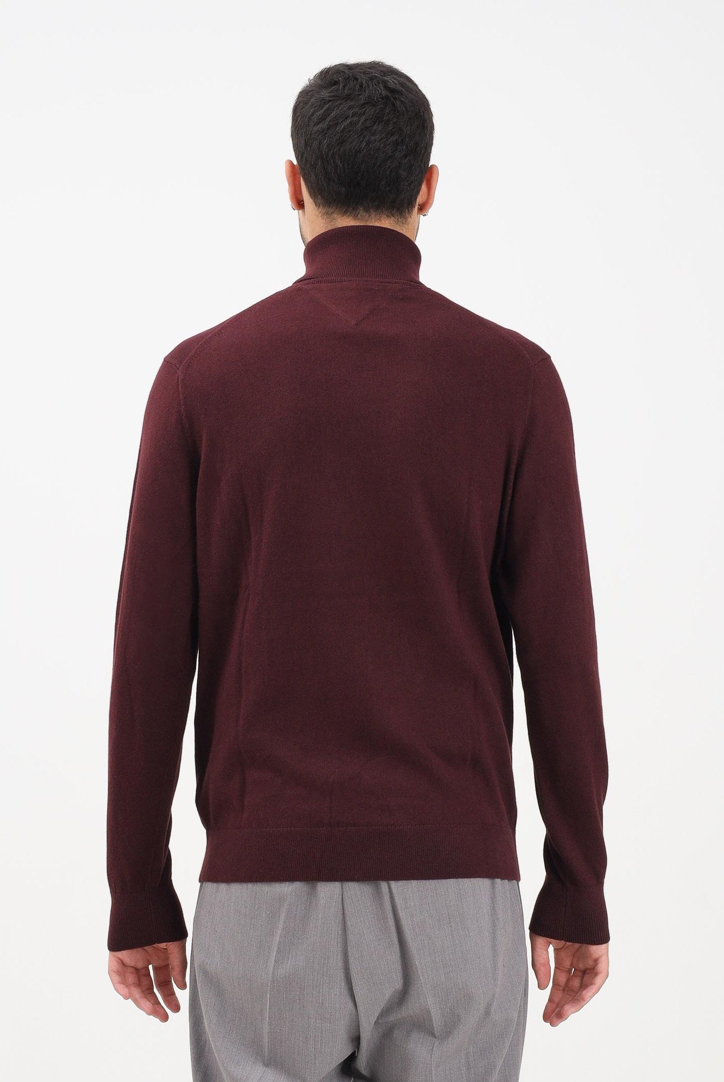 TOMMY HILFIGHER Maglioncino a collo alto bordeaux da uomo MW0MW28048XIH TOMMY HILFIGER