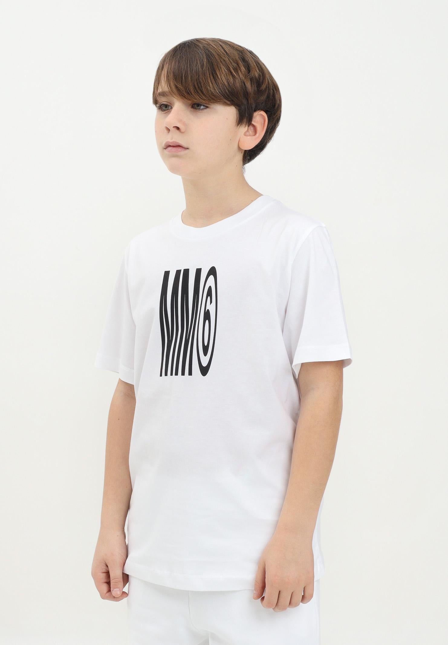 MAISON MARGIELA T-shirt a manica corta bianca per donna, ragazzi e bambini con logo MM6 M60807MM04I BI MAISON MARGIELA