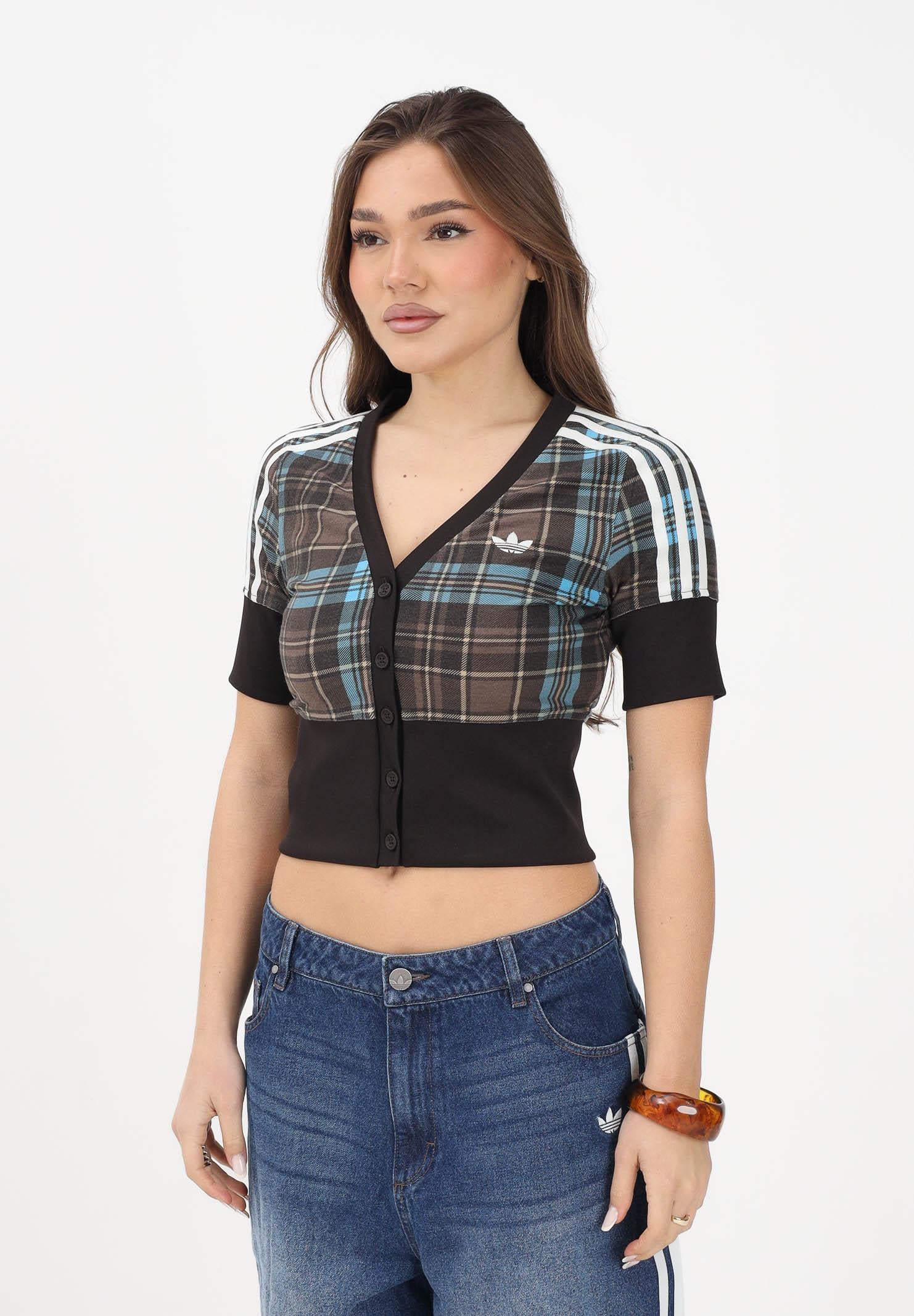 ADIDAS ORIGINALS Cardigan CHECKED marrone da donna KW4548 . ADIDAS ORIGINALS