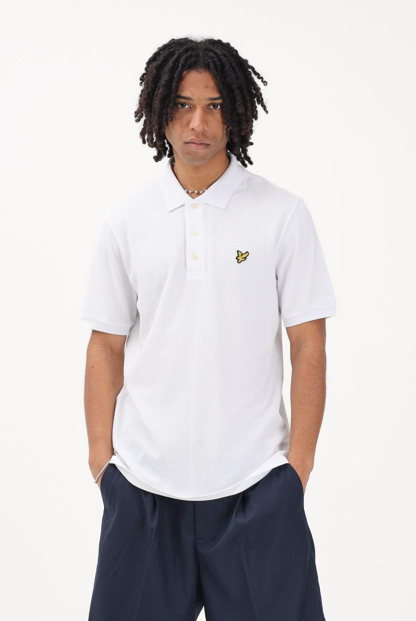 LYLE & SCOTT Polo a manica corta bianca da uomo realizzata in cotone piqué SP2400V 626 LYLE & SCOTT