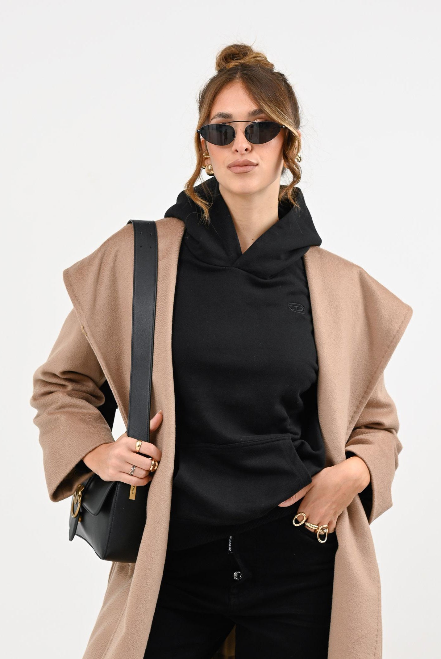 DIESEL Felpa con cappuccio Smacshoodmegovald nera per donna, ragazzi e bambini J022750GYCJ K900 DIESEL