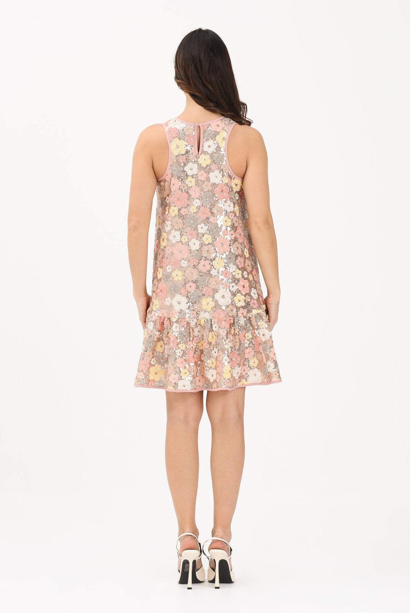 N21 Abito corto rosa per donna, ragazze e bambine con motivo floreale ricamato con paillettes N2109IN0480 0N321 N21