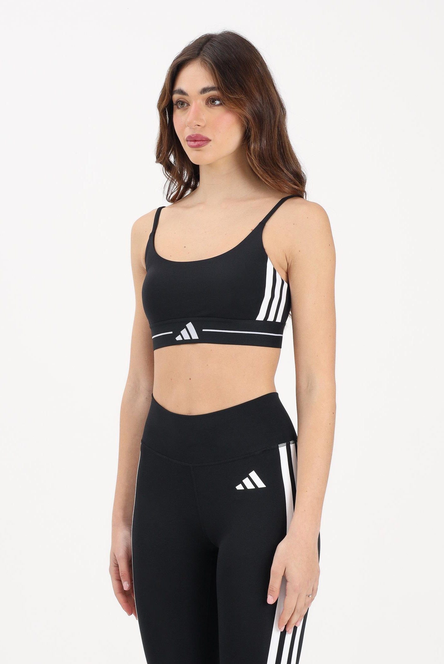 ADIDAS PERFORMANCE Top sportivo Hyperglam 3-Stripes Light Support nero da donna KB3683 . ADIDAS PERFORMANCE