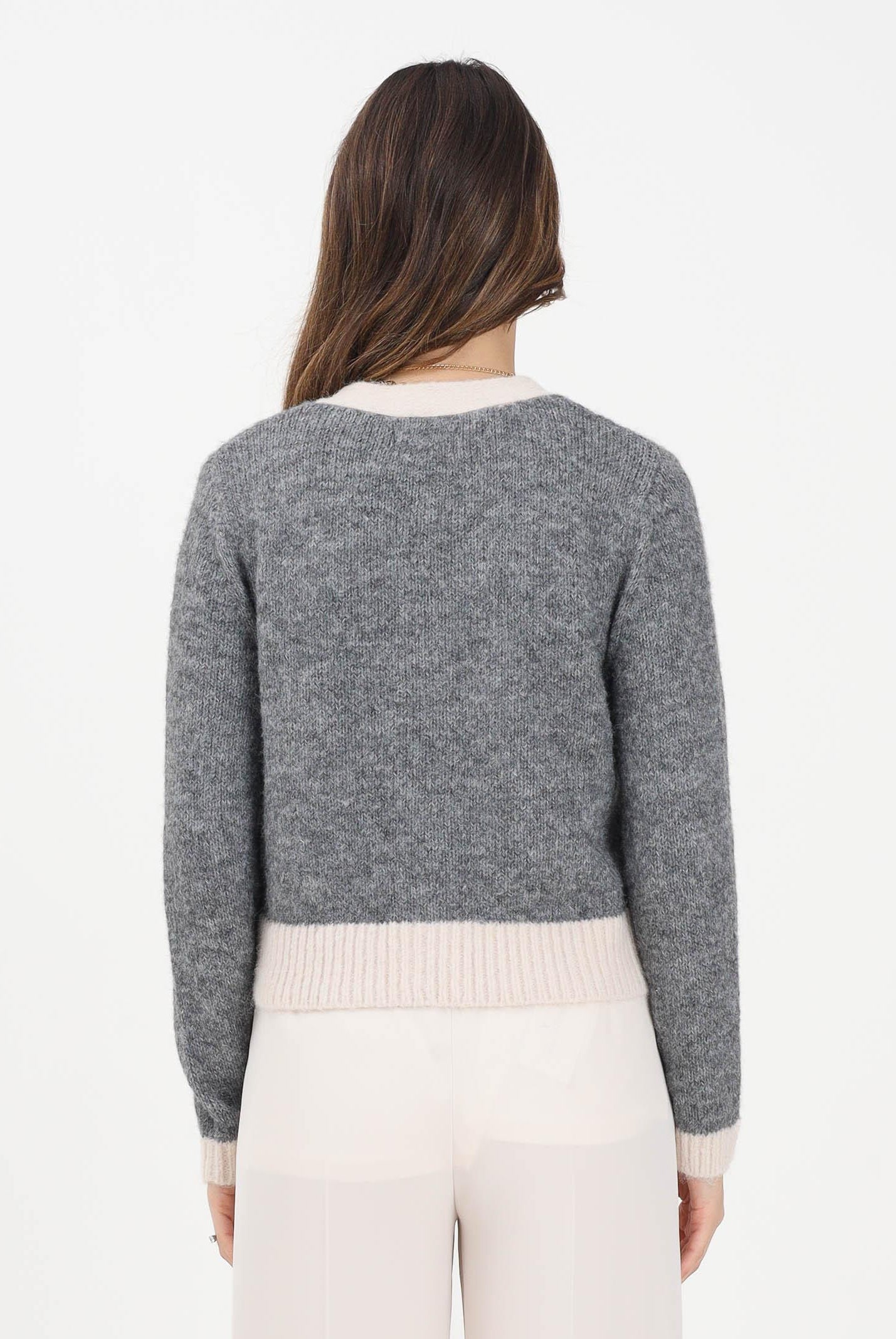 ONLY Cardigan grigio da donna con dettagli a contrasto color panna 15350851 MediumGreyMel ONLY