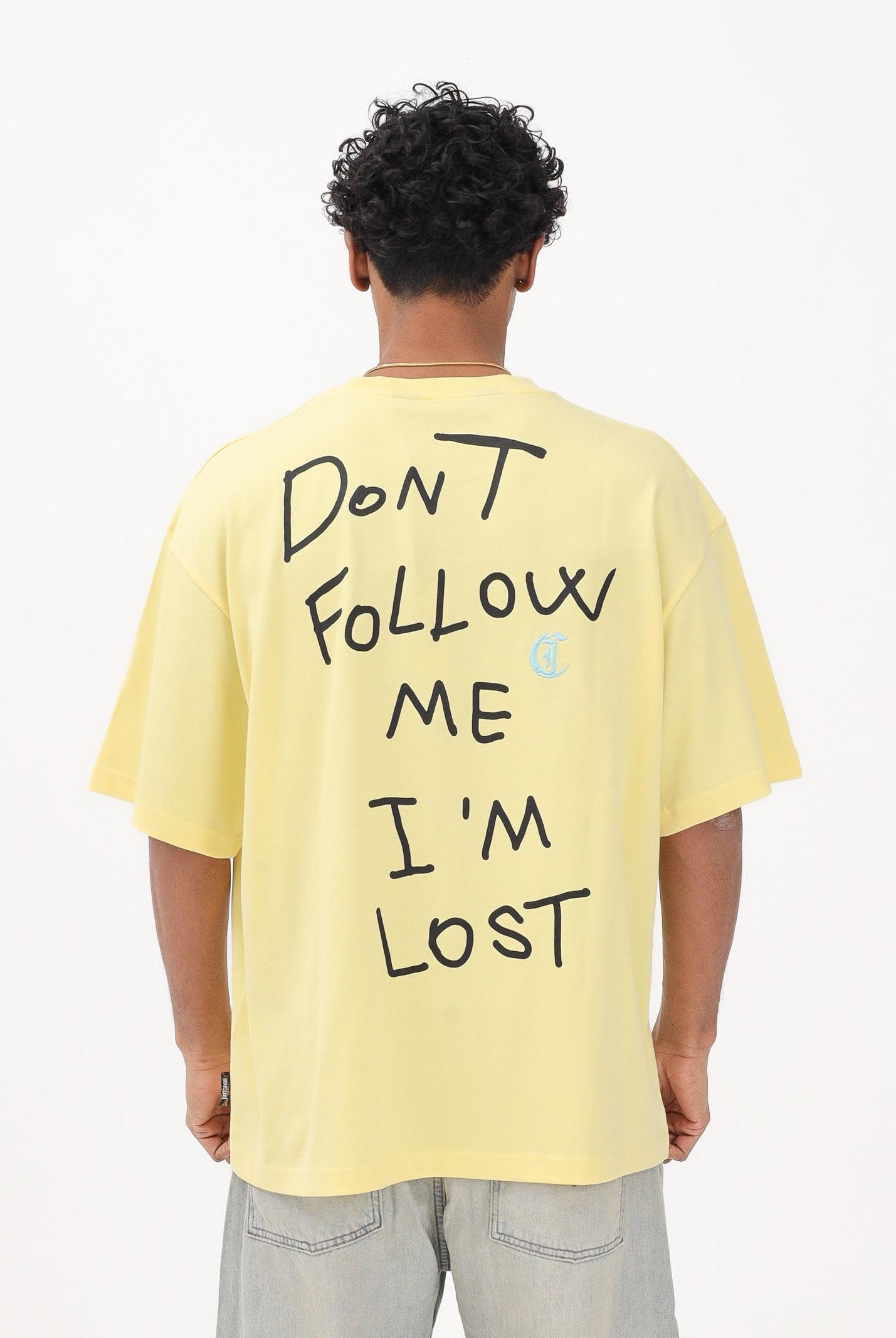 JUST CAVALLI T-shirt a manica corta gialla da uomo con stampa sul retro 80OAHE26CJ118 644 JUST CAVALLI