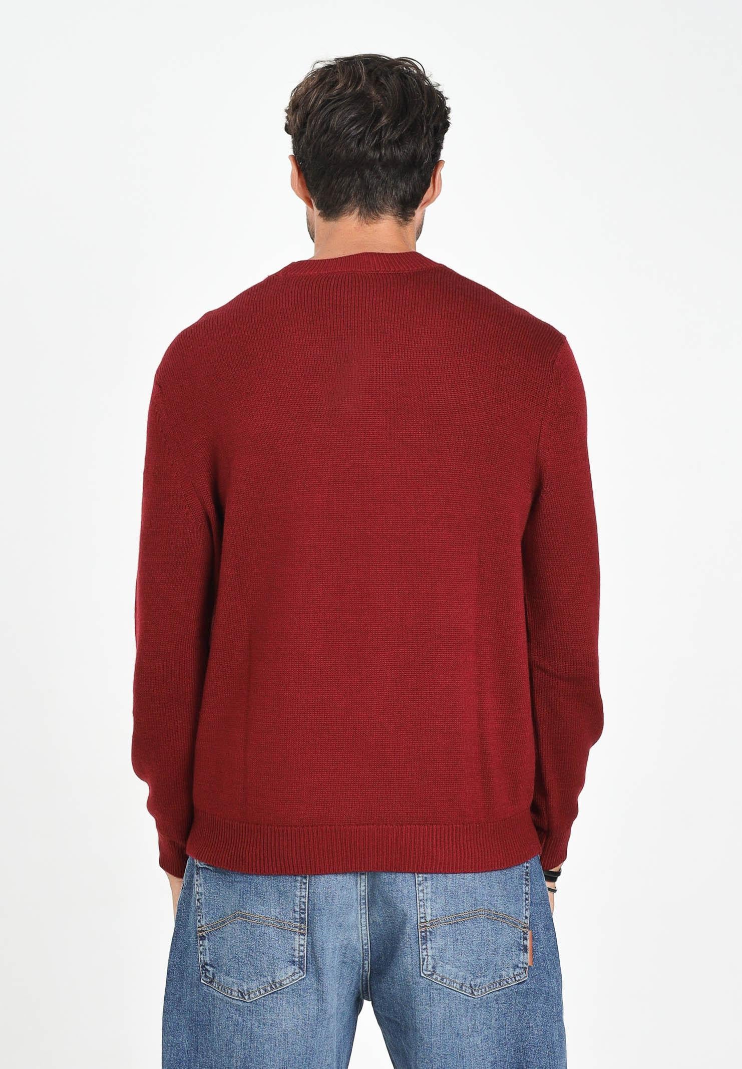 ARMANI EXCHANGE Maglioncino girocollo bordeaux da uomo realizzato in maglia rasata a punto fine XM001916AF14008 O5003 ARMANI EXCHANGE