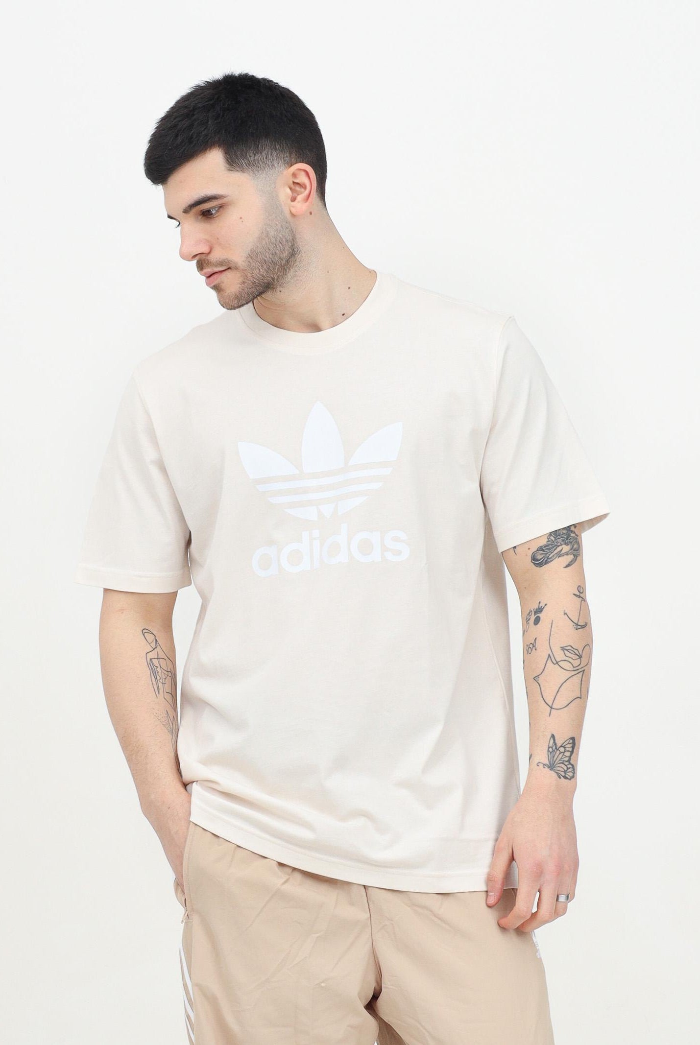 T-shirt a manica corta Adicolor Trefoil Tee panna da uomo IU2367 ADIDAS ORIGINALS