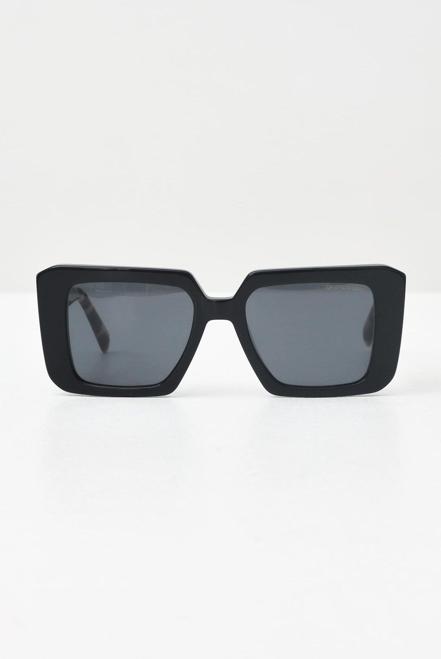 CRISTIAN LEROY Occhiali da sole da donna con montatura squadrata in acetato nero lucido e aste in fantasia tartarugata 25072 01 CRISTIAN LEROY