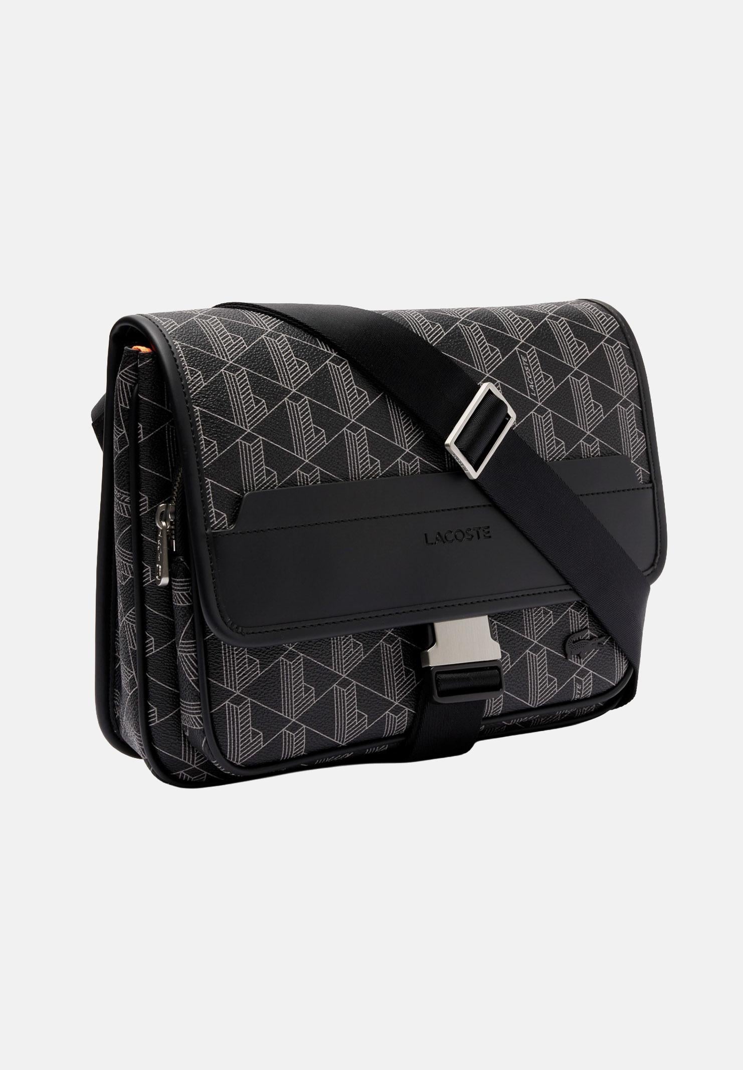 LACOSTE Borsa a tracolla nera per uomo e donna con motivo monogram The Blend NH4411 H45 LACOSTE
