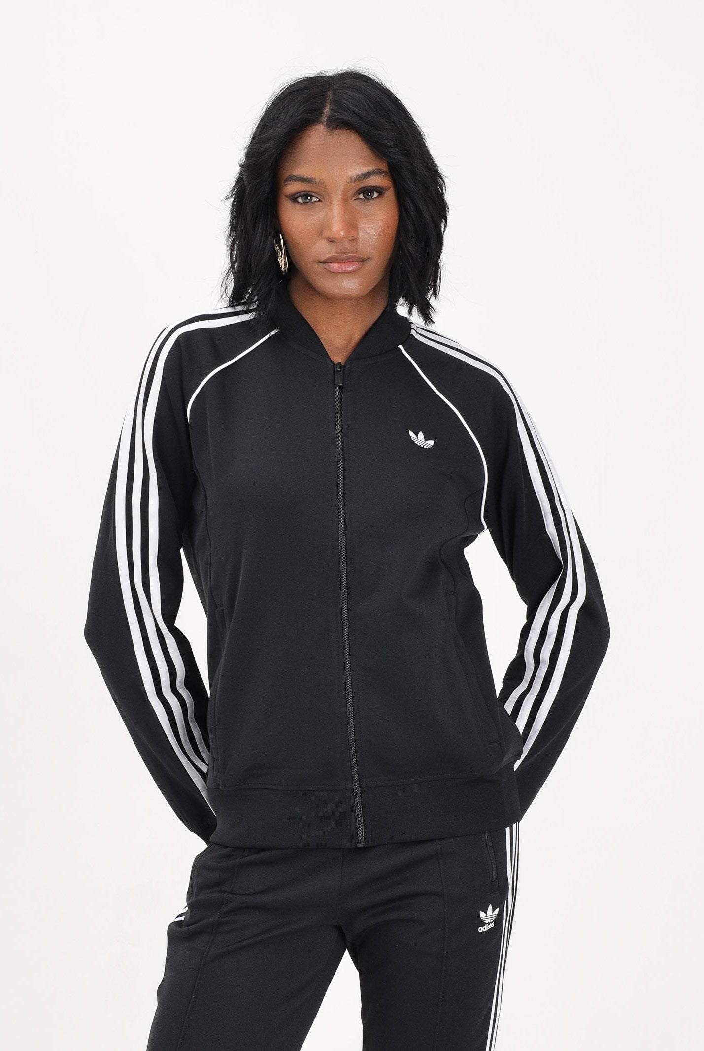 ADIDAS ORIGINALS Felpa con zip SST Classic nera da donna KD7986 . ADIDAS ORIGINALS