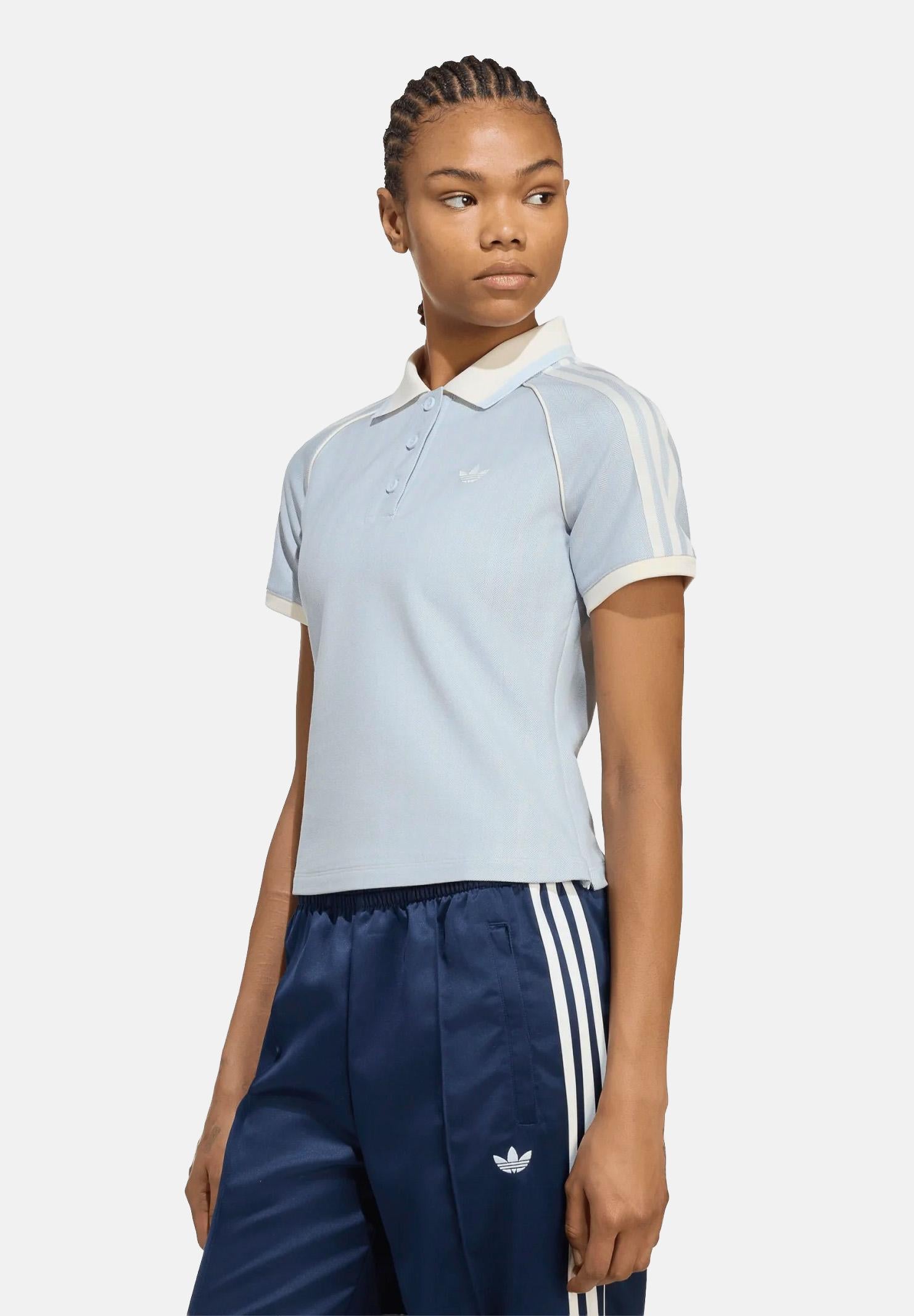 ADIDAS ORIGINALS Polo a manica corta TWEED azzurra da donna KX1872 . ADIDAS ORIGINALS