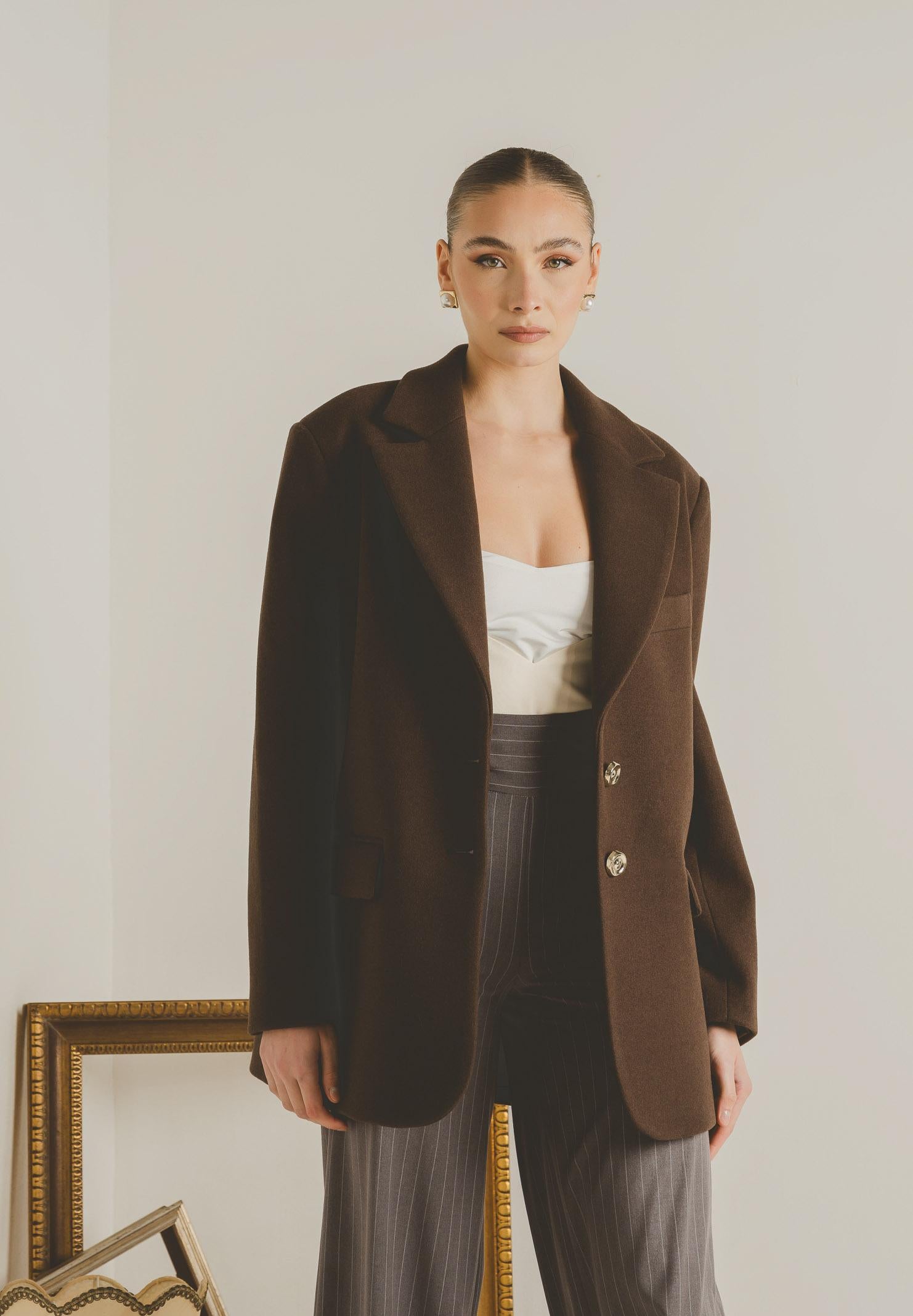 SANTAS Cappotto corto LUMIÈRE marrone da donna PV2620 MA SANTAS