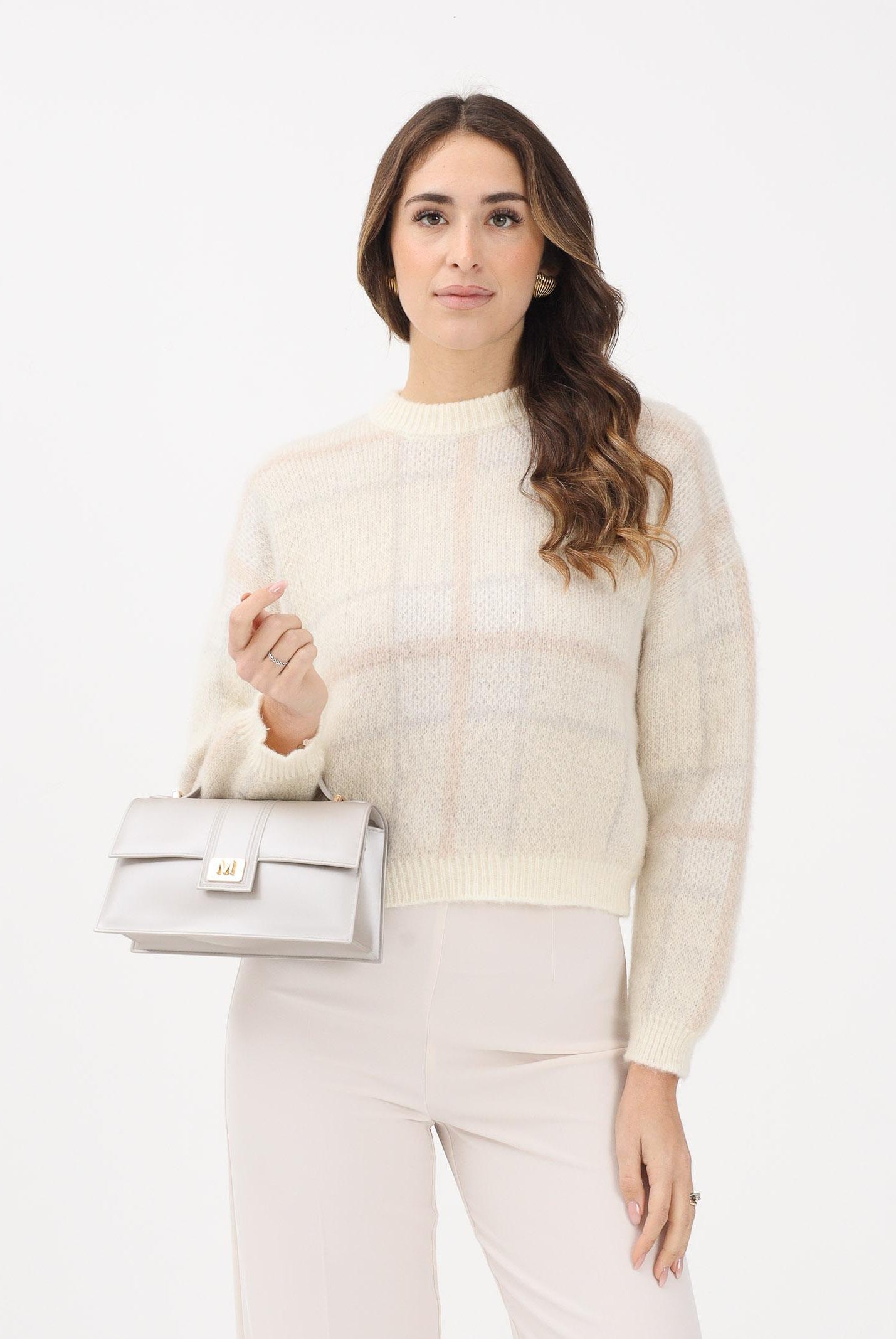 VICOLO Maglioncino girocollo panna da donna 55221F BE VICOLO