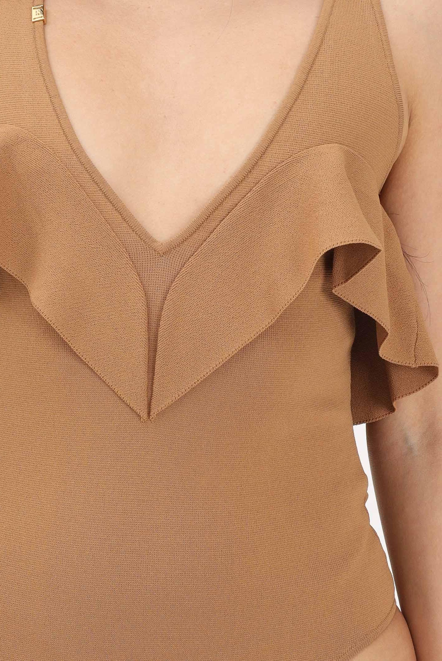 ELISABETTA FRANCHI Body cammello da donna con volant BK86B62E2 AI6 ELISABETTA FRANCHI