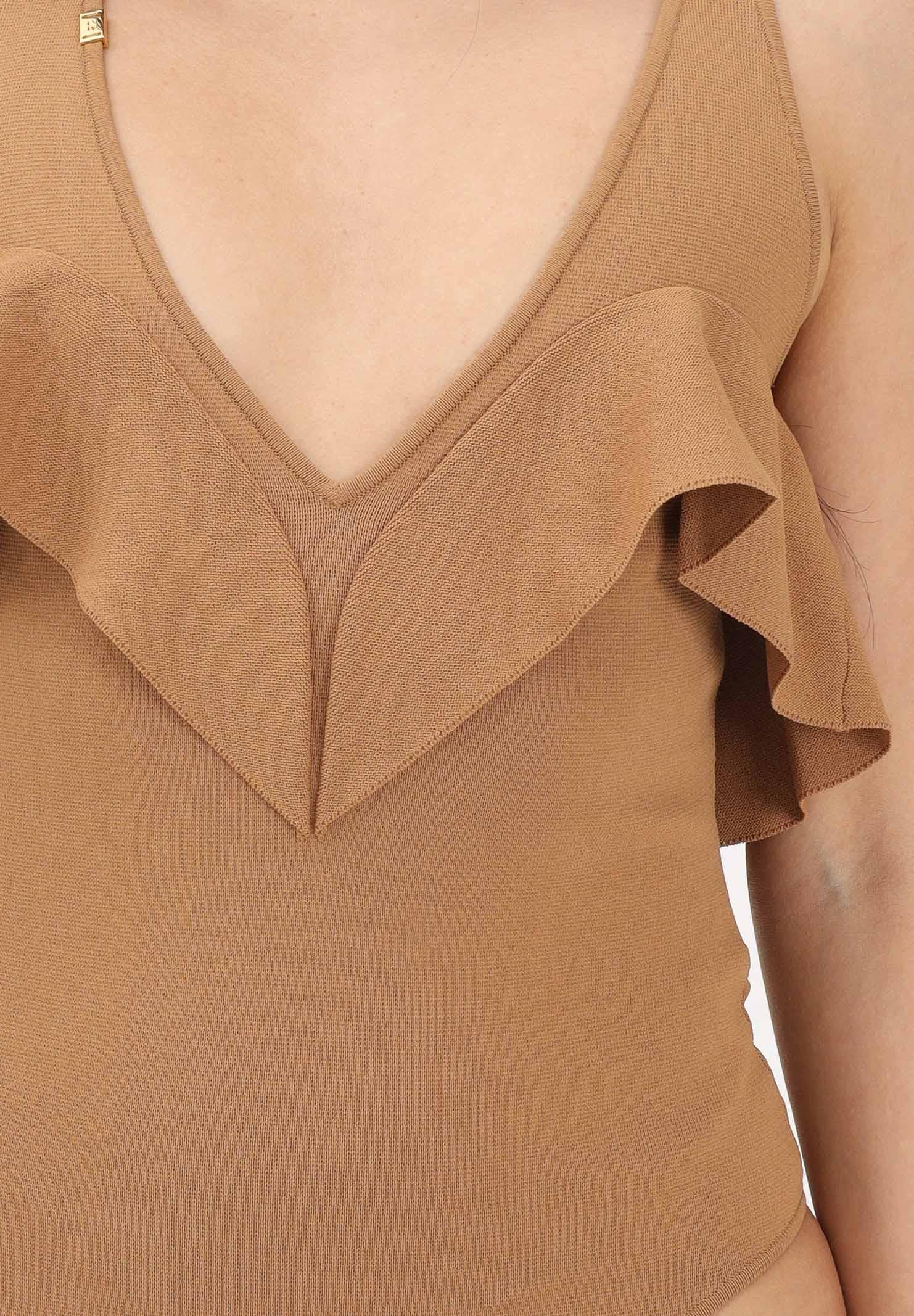 ELISABETTA FRANCHI Body cammello da donna con volant BK86B62E2 AI6 ELISABETTA FRANCHI