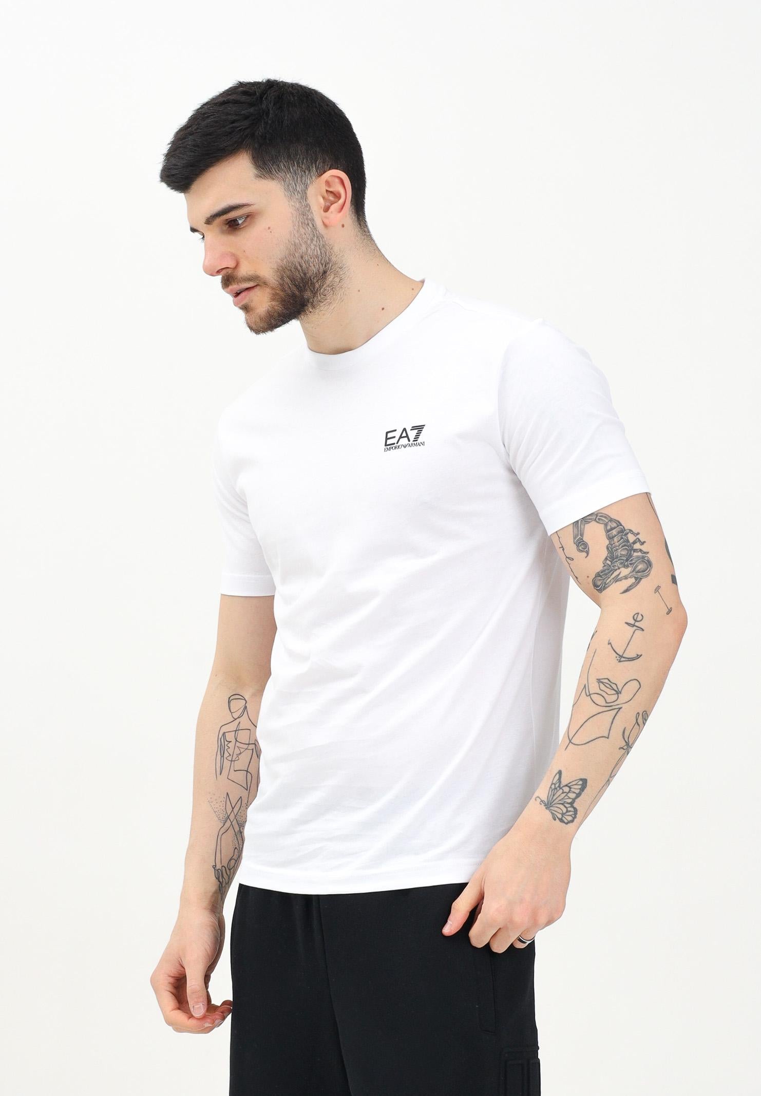 EA7 T-shirt a manica corta bianca da uomo con stampa logo 8NPT25PJVPZ 1100 EA7