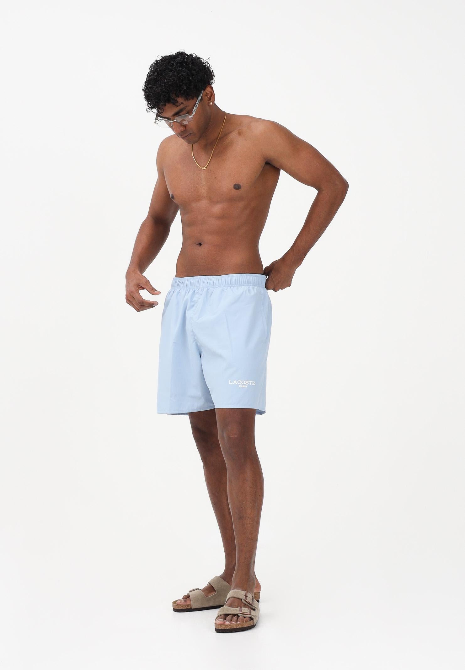 LACOSTE Shorts mare celeste da uomo con stampa logo MH1852 HBA LACOSTE