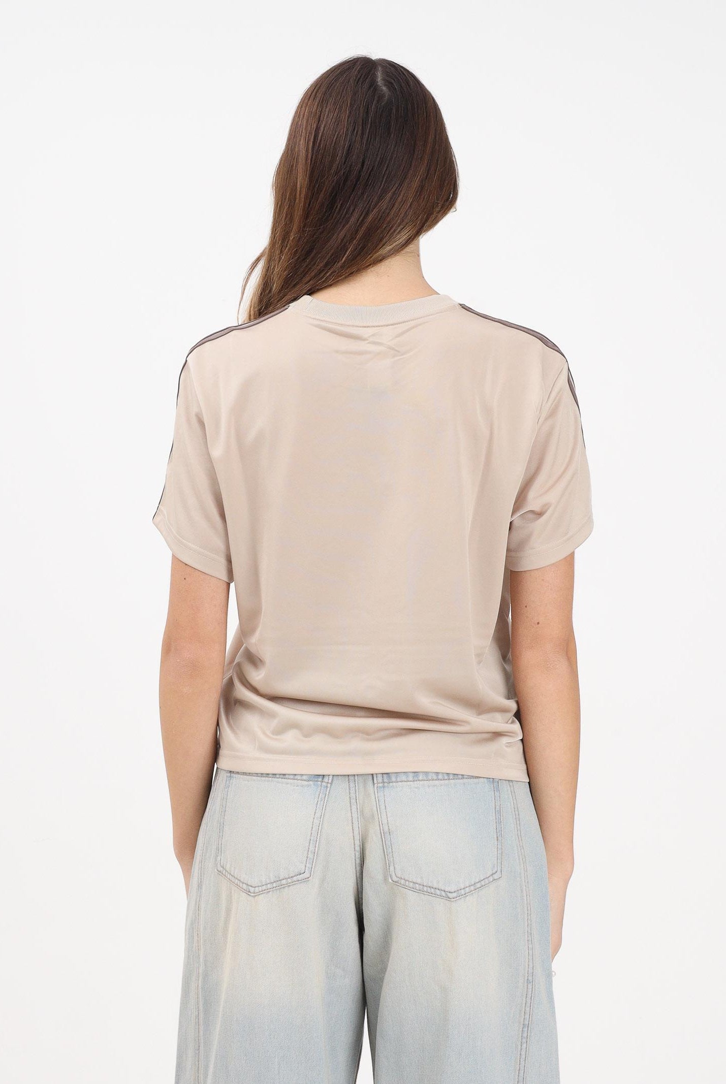 ADIDAS ORIGINALS T-shirt a manica corta beige da donna con logo KD1348 . ADIDAS ORIGINALS