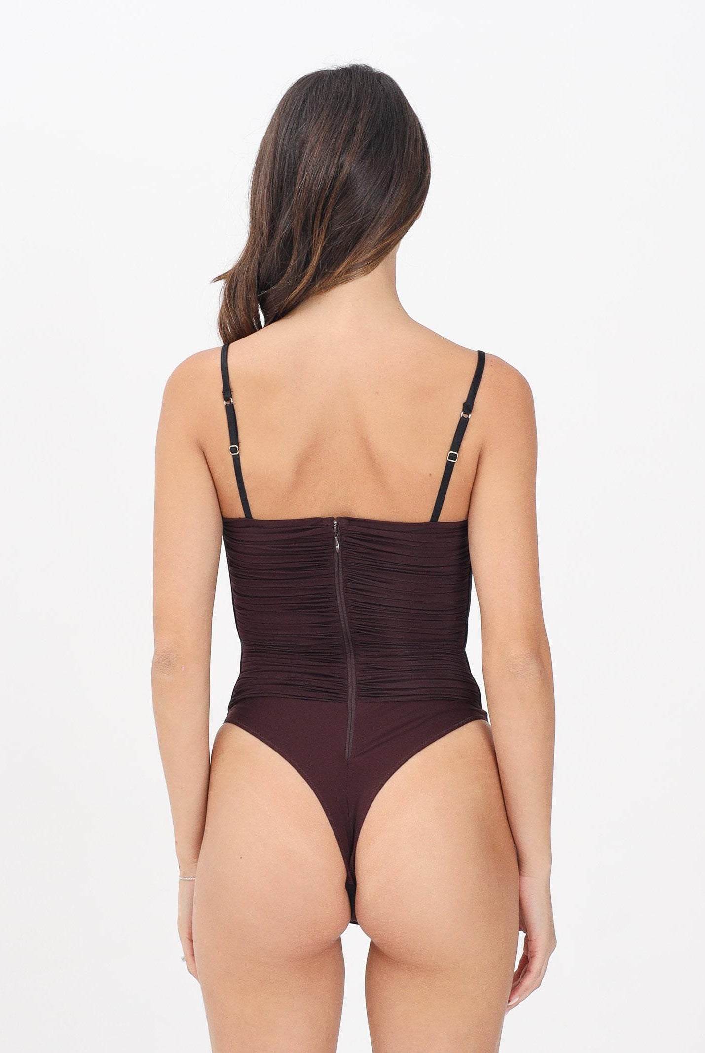 ELISABETTA FRANCHI Body bordeaux da donna con drappeggi<BR/> BO00456E2 EA4 ELISABETTA FRANCHI