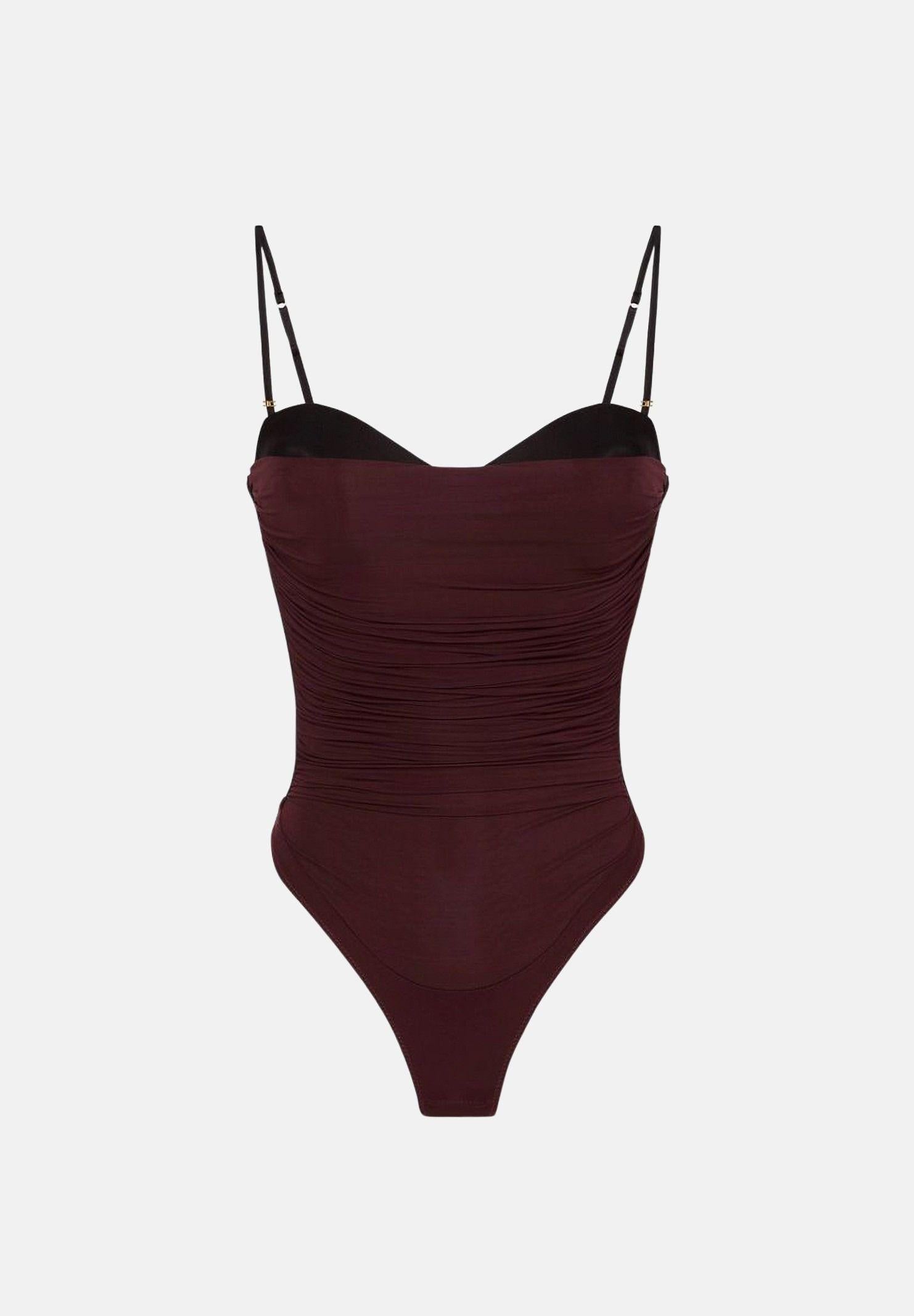 ELISABETTA FRANCHI Body bordeaux da donna con drappeggi<BR/> BO00456E2 EA4 ELISABETTA FRANCHI