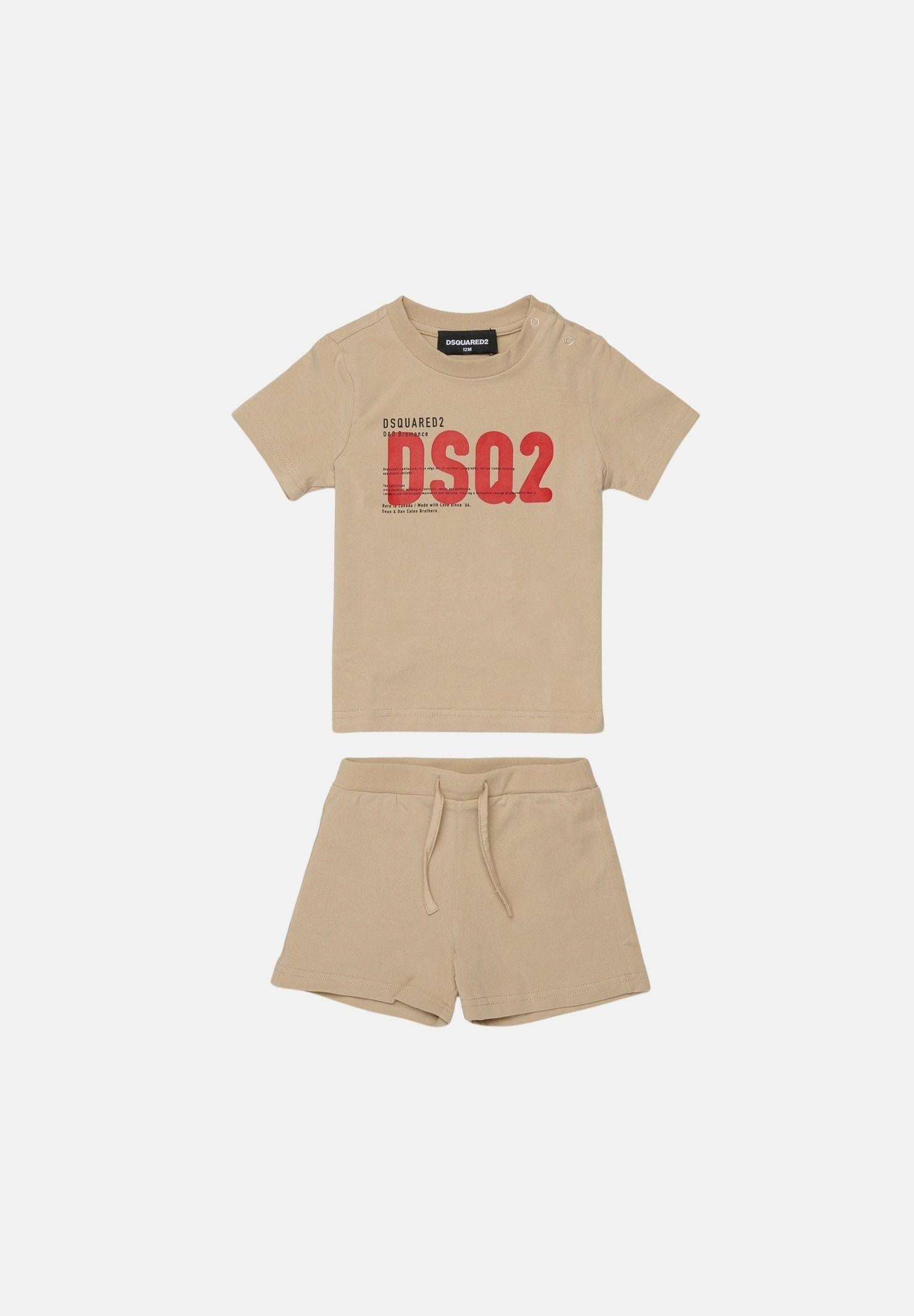 DSQUARED2 Completino beige da neonato con logo DSQ2 DQ3249D008J DQ717 DSQUARED2