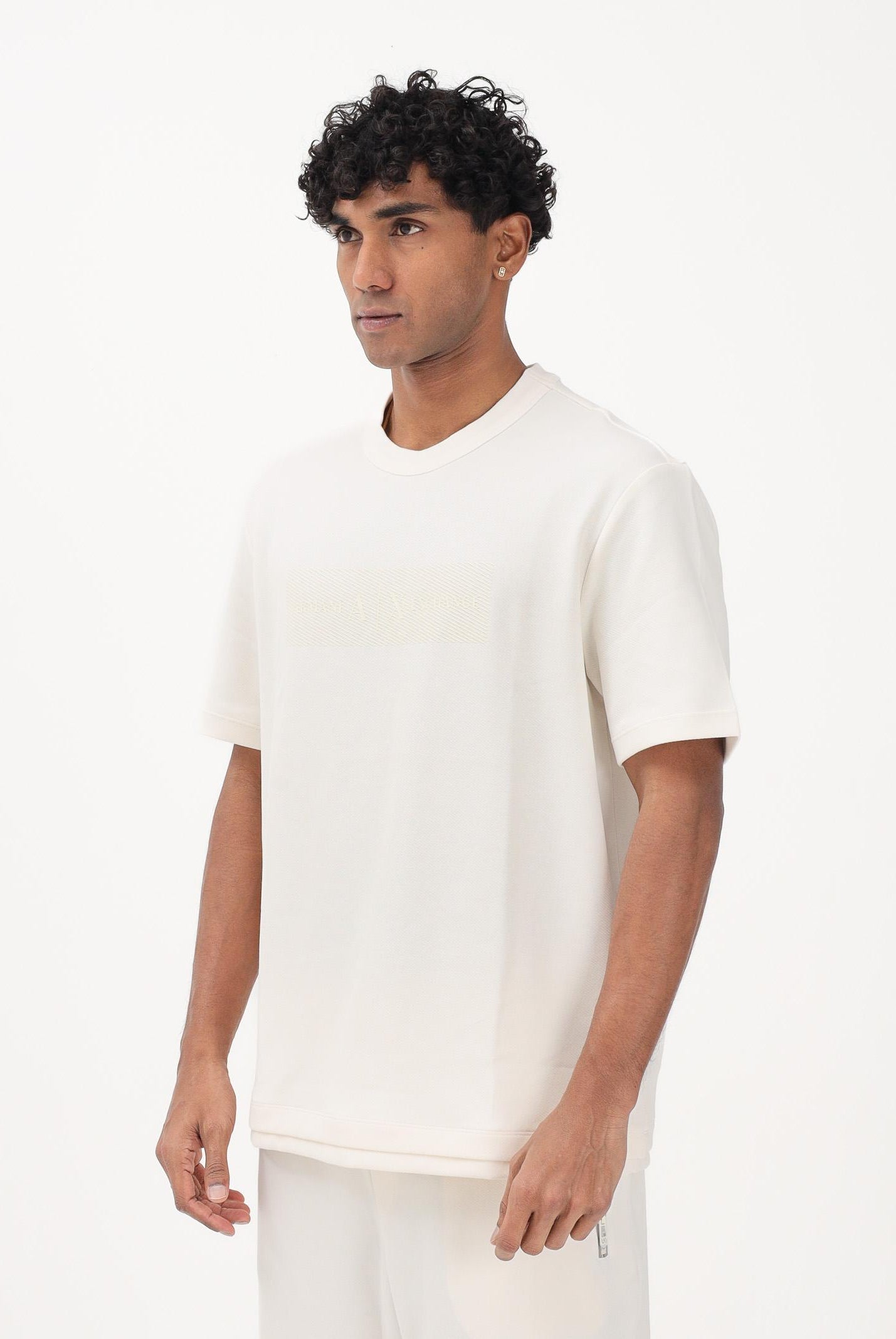 ARMANI EXCHANGE T-shirt a manica corta panna da uomo con logo XM002470AF21869 U1074 ARMANI EXCHANGE