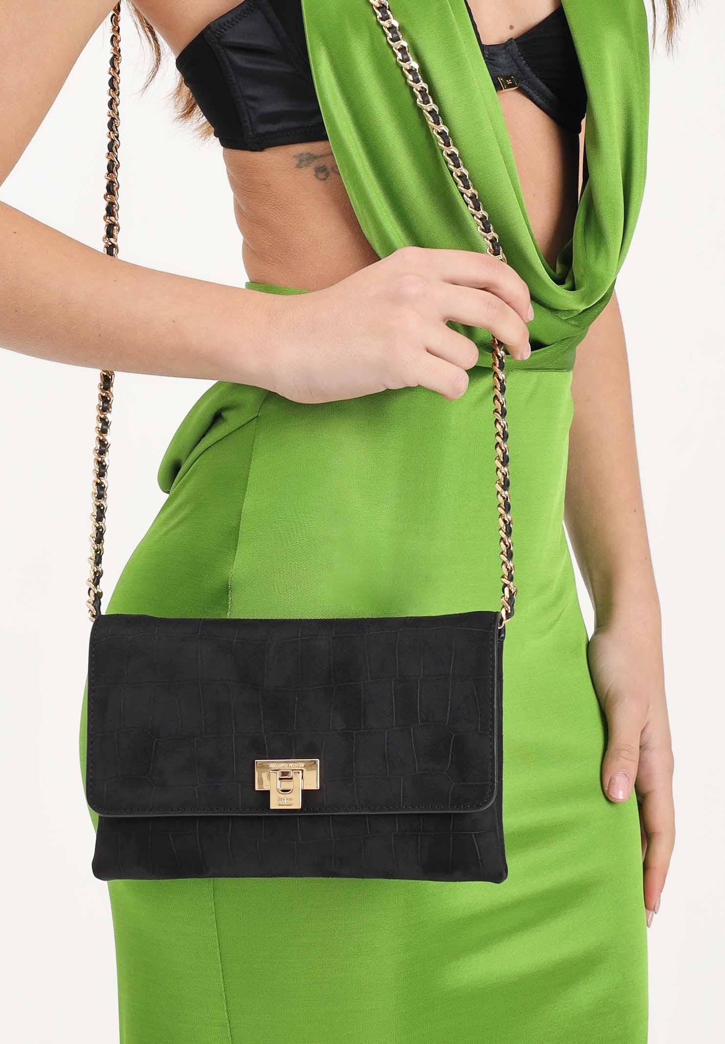 ELISABETTA FRANCHI Pochette nera da donna realizzata in suede BS64A61E2 110 ELISABETTA FRANCHI