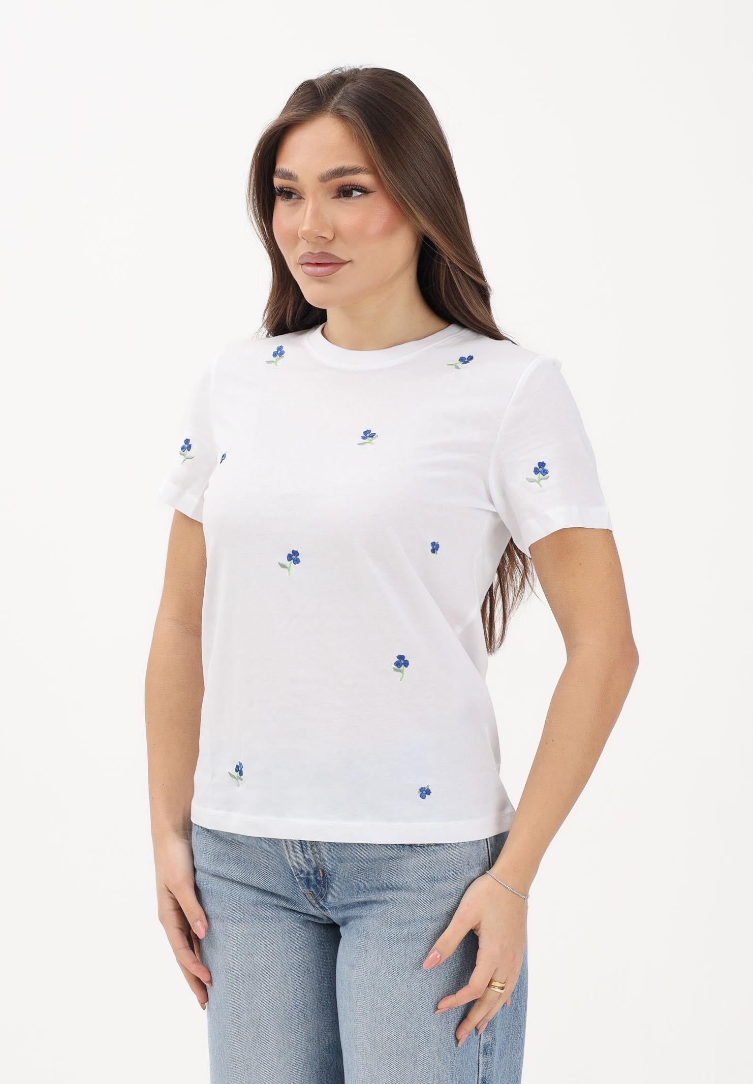 ONLY T-shirt a manica corta bianca da donna con ricamo fiori 15288473 BRWITR ONLY