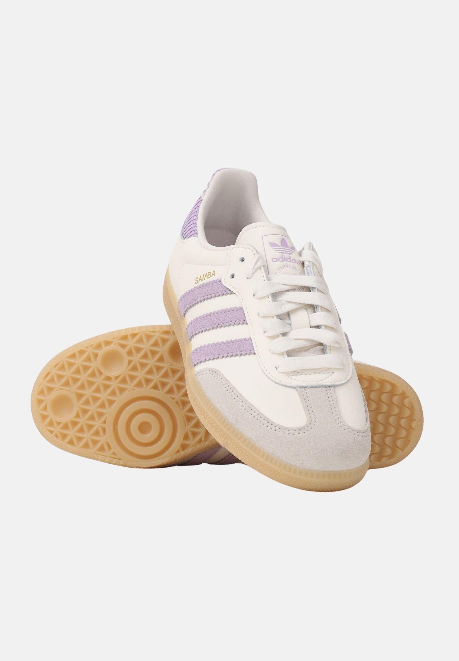 ADIDAS ORIGINALS Sneakers Samba OG bianche e lilla da donna KI4172 . ADIDAS ORIGINALS