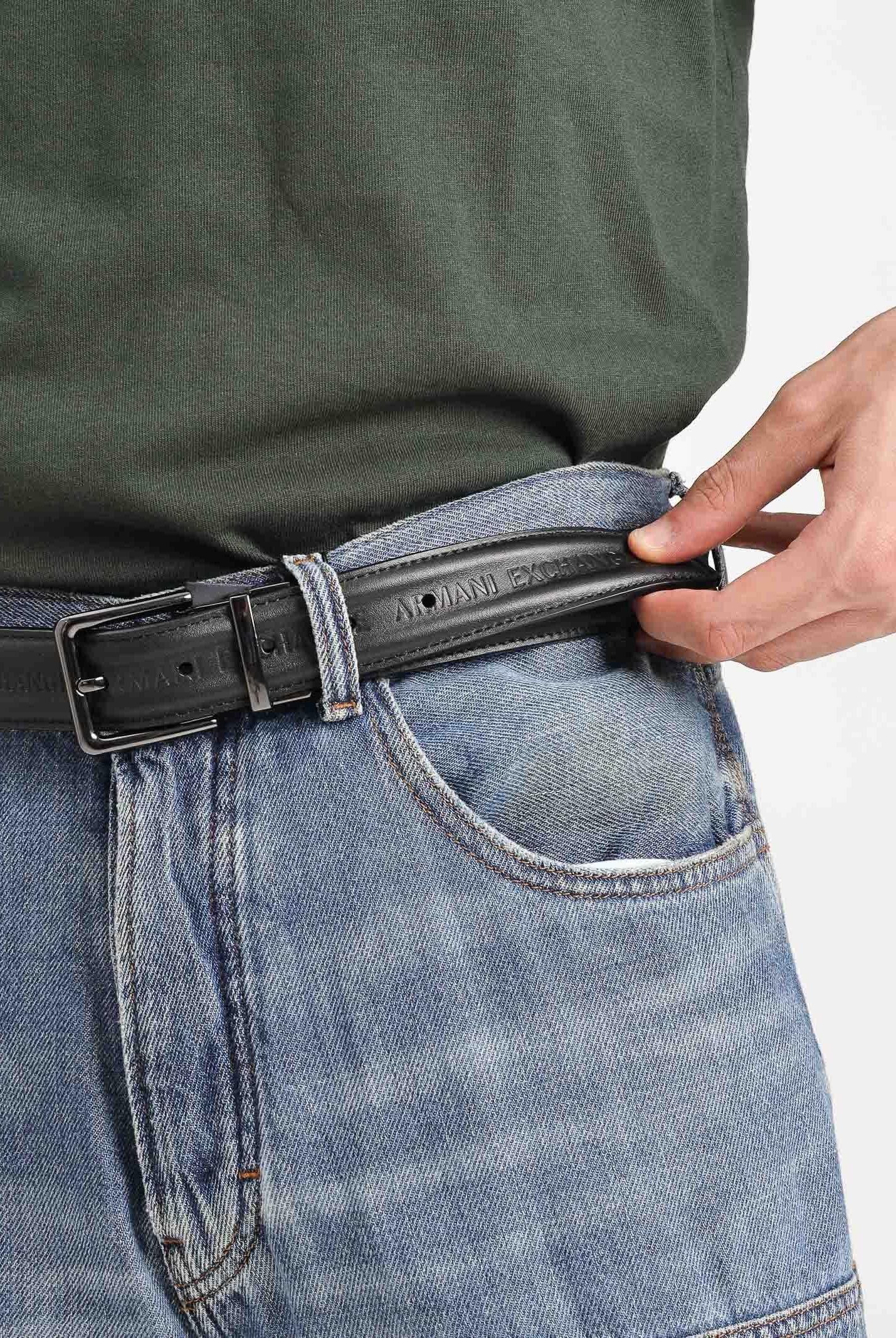 ARMANI EXCHANGE Cintura reversibile nera e grigia da uomo XM001932AF19019 MC225 ARMANI EXCHANGE