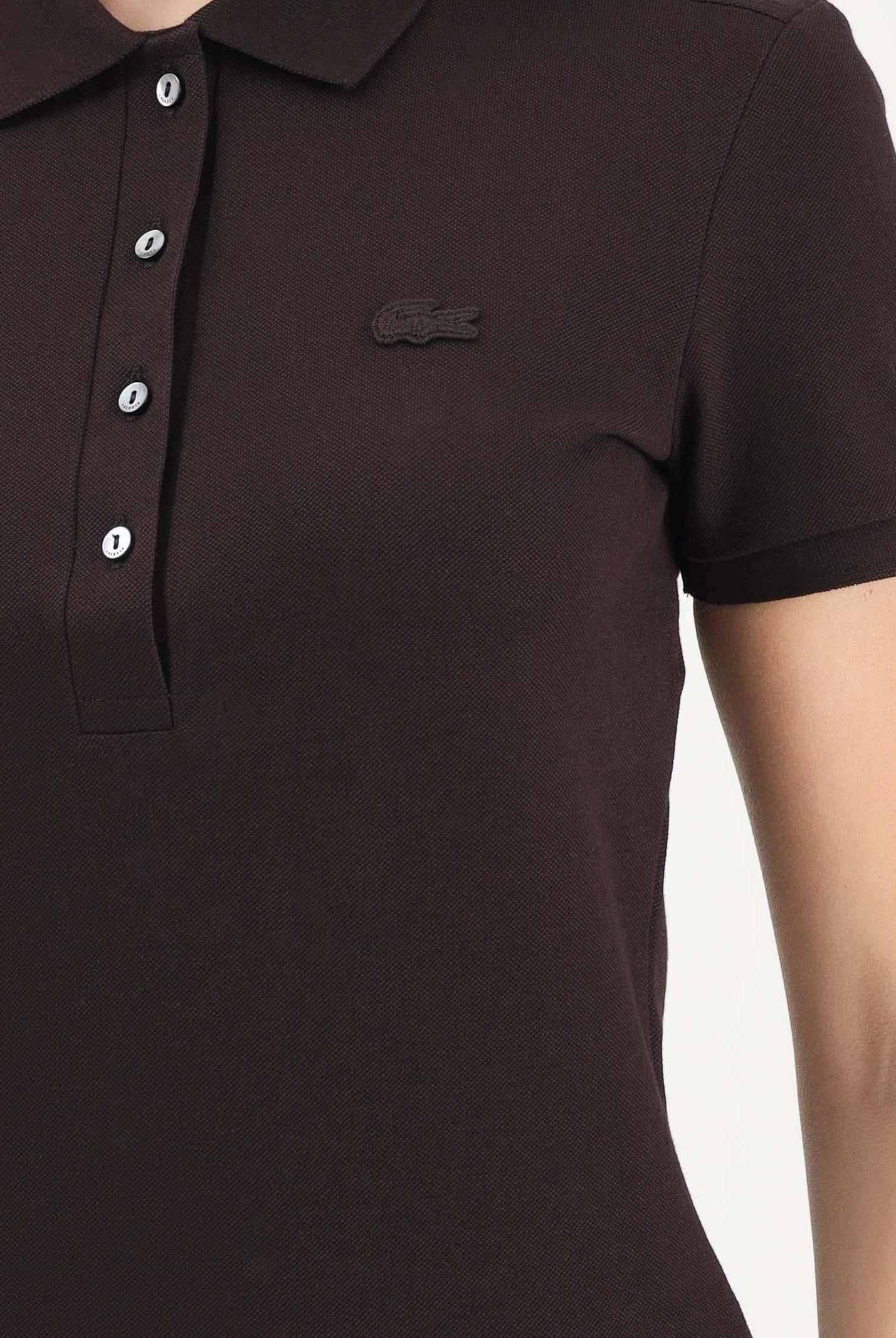 LACOSTE Polo a manica corta marrone da donna con logo PF5462 3LA LACOSTE