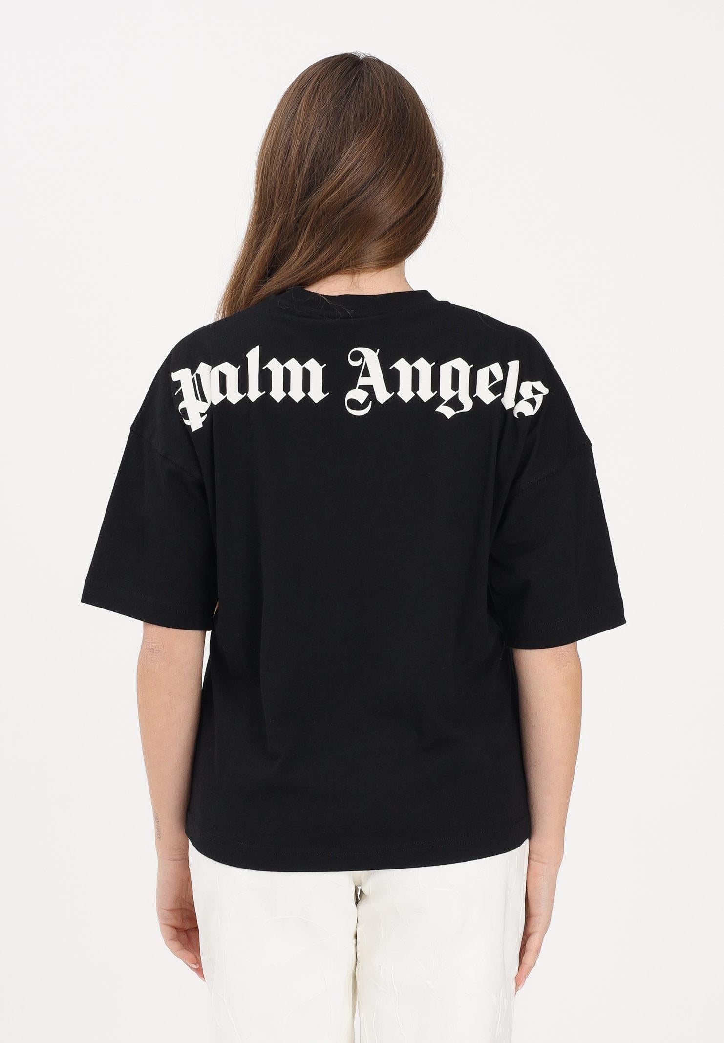 PALM ANGELS T-shirt a manica corta nera per donna, ragazzi e bambini con stampa logo PBAA002S26JER001 110 PALM ANGELS