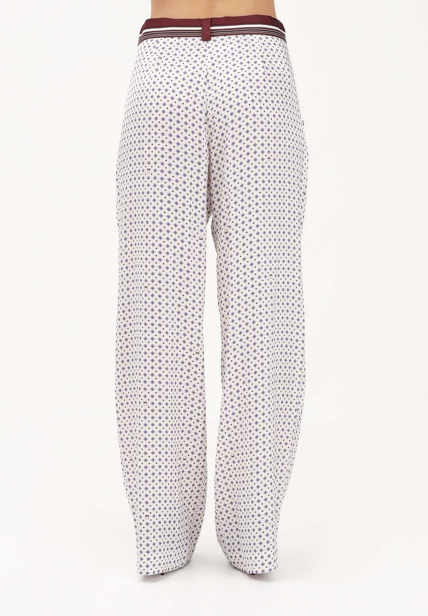 PINKO Pantalone elegante RUTH bianco da donna con motivo cravatteria 106203A31K BBA PINKO