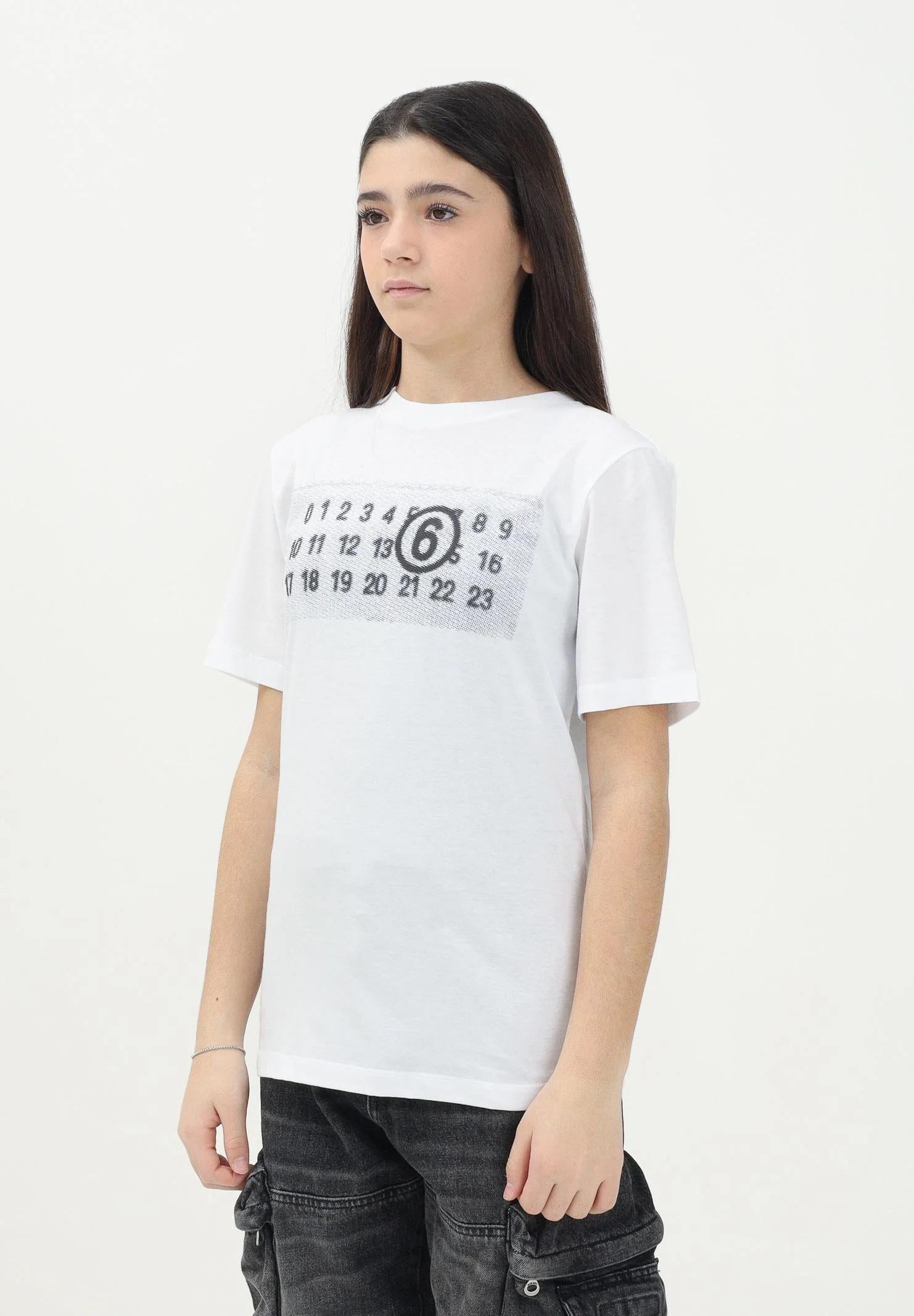 MAISON MARGIELA T-shirt a manica corta bianca per donna, ragazze e bambina con "Stamp Numbers" M60803MM02Y M6100 MAISON MARGIELA