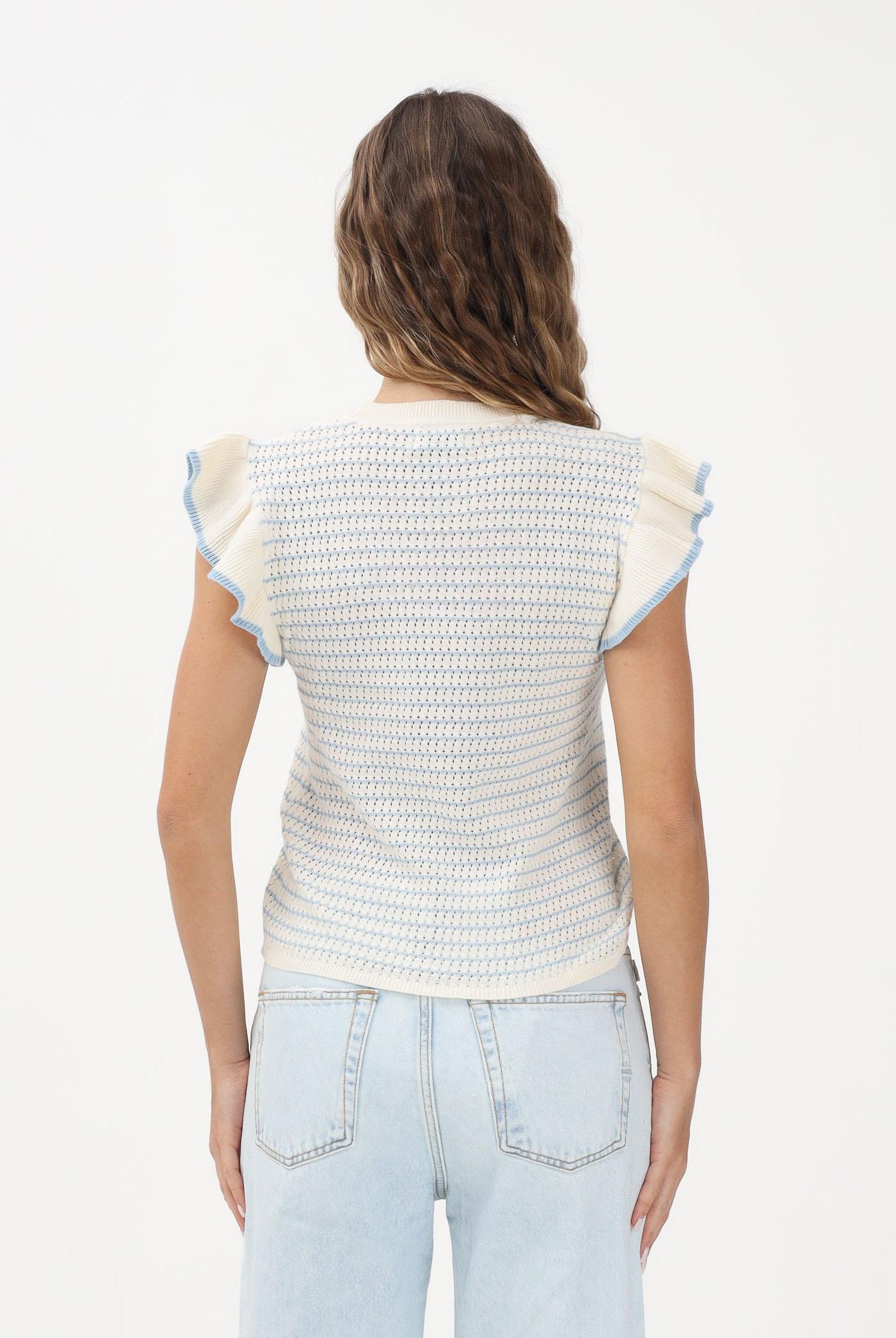 JDY Top in maglia panna da donna con motivo a righe 15360345 CLDAWPO JDY