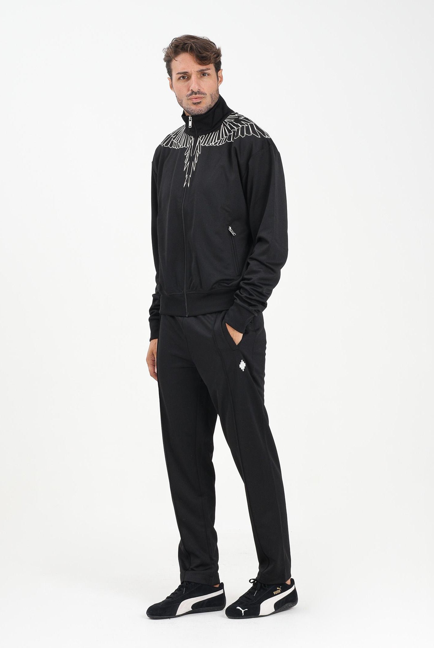 MARCELO BURLON COUNTY OF MILAN Pantalone sportivo nero da uomo con logo F5CAMAPA021 110 MARCELO BURLON COUNTY OF MILAN