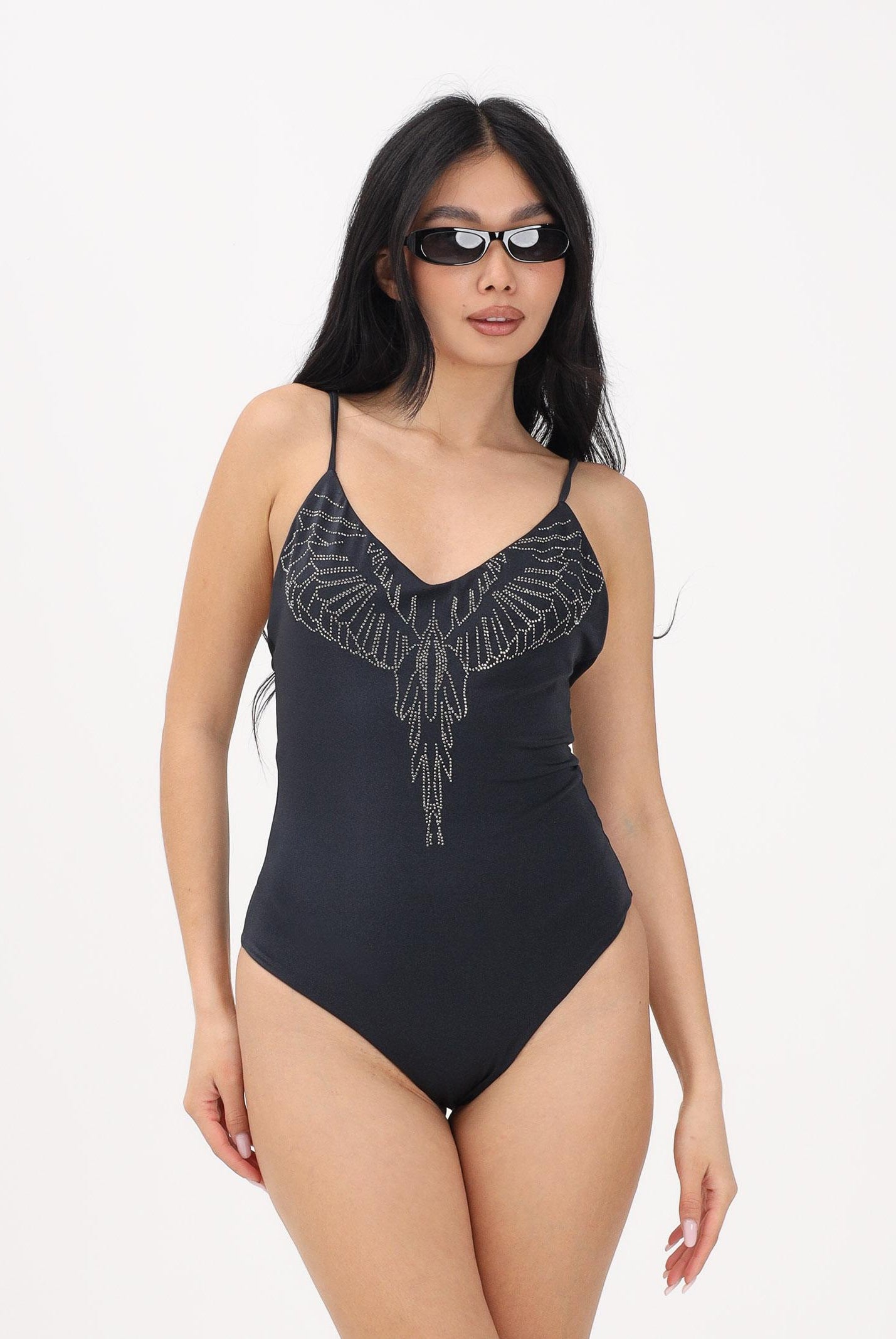 MARCELO BURLON COUNTY OF MILAN Costume intero nero da donna con strass COMAS2608020151 . MARCELO BURLON COUNTY OF MILAN