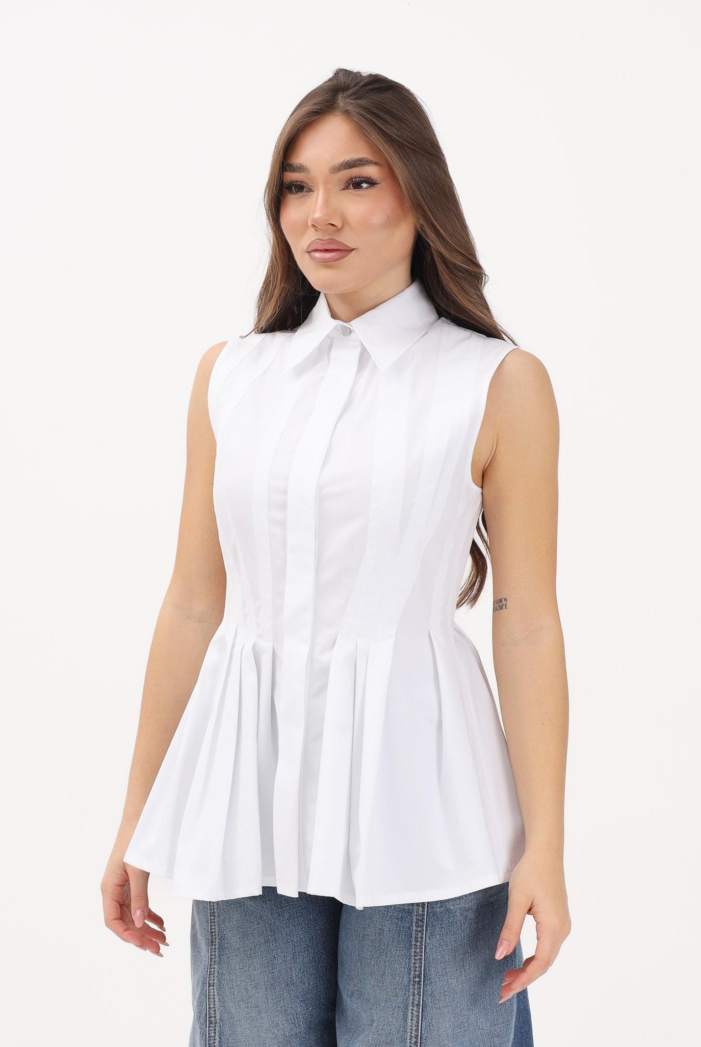 SPORTMAX Camicia smanicata SPXCERTOSA bianca da donna 2612111052600 001 SPORTMAX