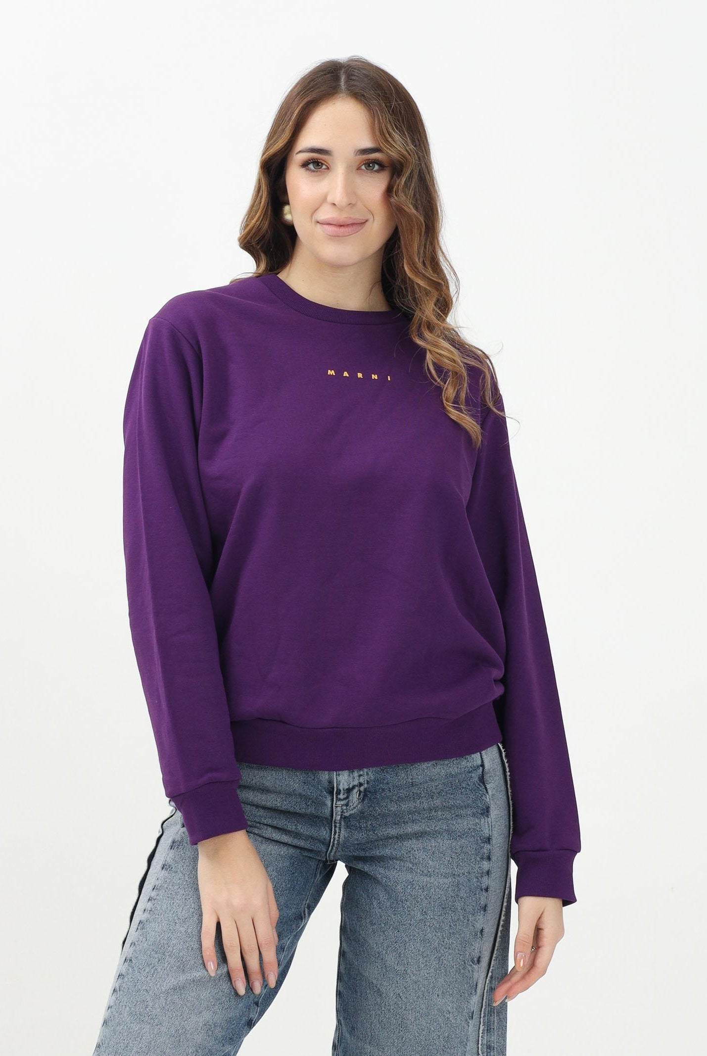 MARNI Felpa girocollo viola per donna, ragazzi e bambini con logo "MARNI" M01408M00V0 0M609 MARNI