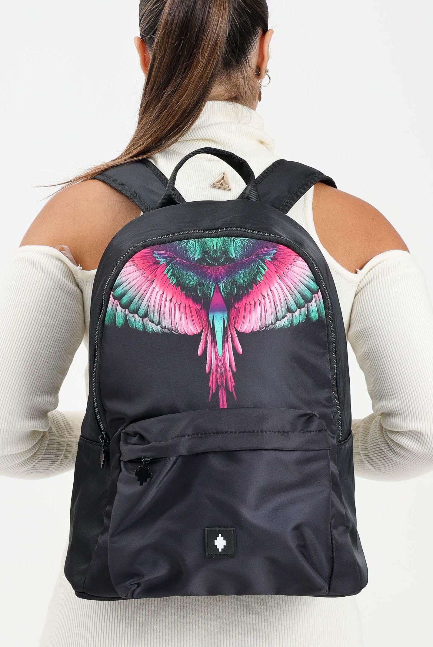 MARCELO BURLON COUNTY OF MILAN Zaino nero per uomo e donna con stampa COMAF250108 . MARCELO BURLON COUNTY OF MILAN