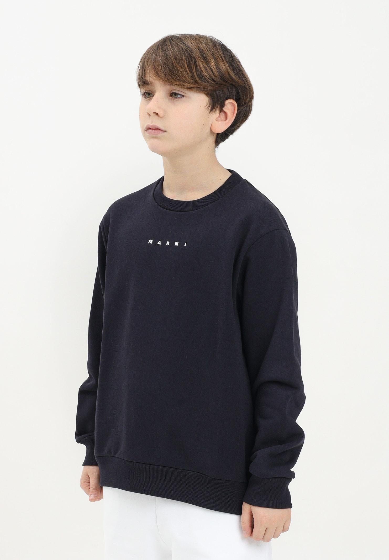 MARNI Felpa girocollo blu navy per donna, ragazzi e bambini con logo "MARNI" M01408M00V0 0M803 MARNI