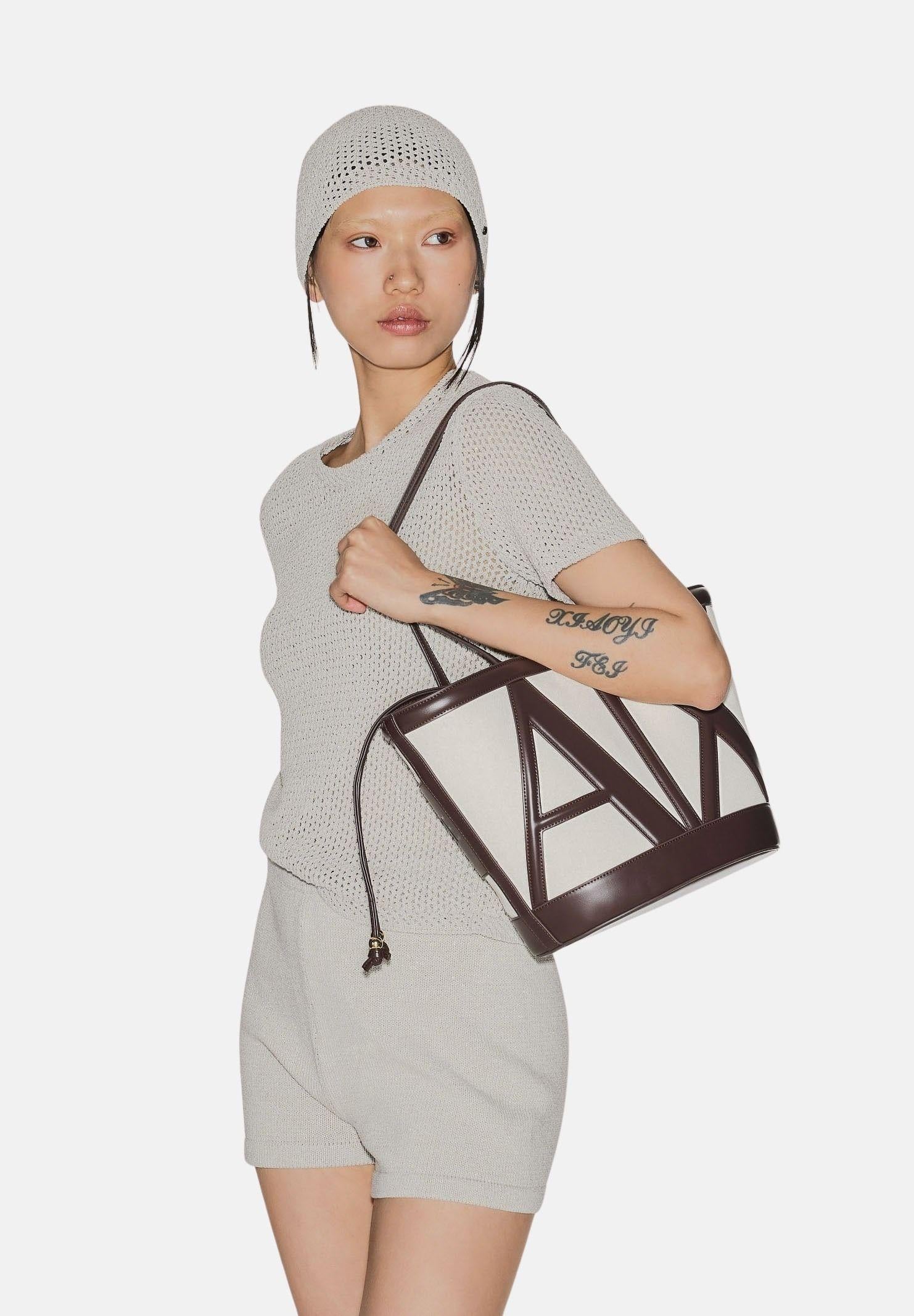 ARMANI EXCHANGE Shopper beige e marrone da donna con logo XW002607AF22635 M6262 ARMANI EXCHANGE